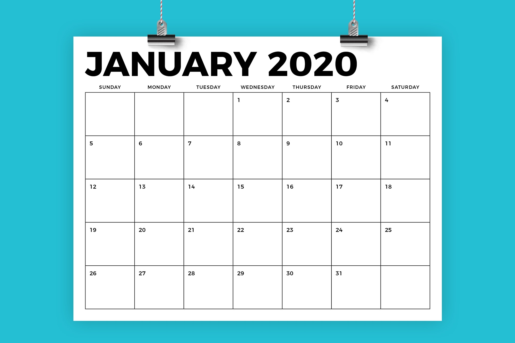 8.5 X 11 Inch Bold 2020 Calendar regarding 8.5 X 11 Calendar Template