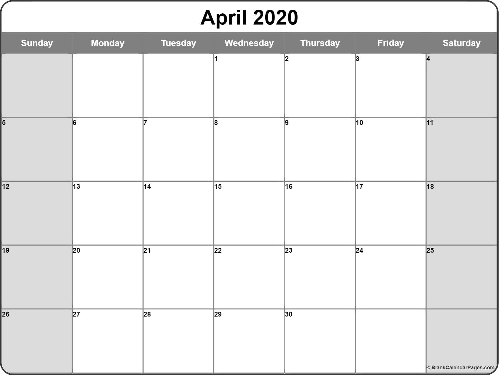 April 2020 Calendar | Free Printable Monthly Calendars in Printable Calendar 2020 Monthly With Holidays