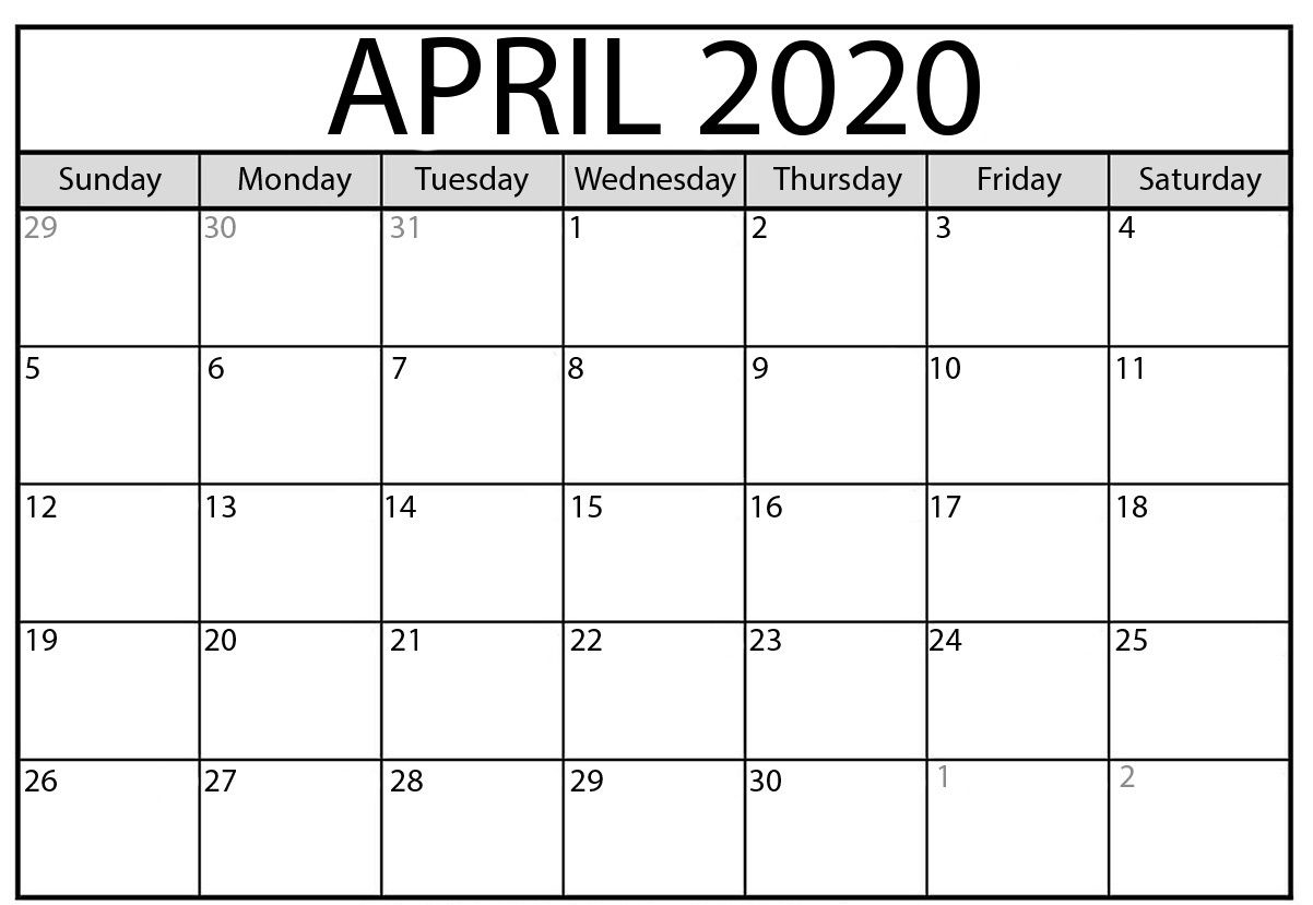 April Calendar 2020 | January Calendar, Printable Calendar throughout Calendar 12-Com 2020 Monday Start