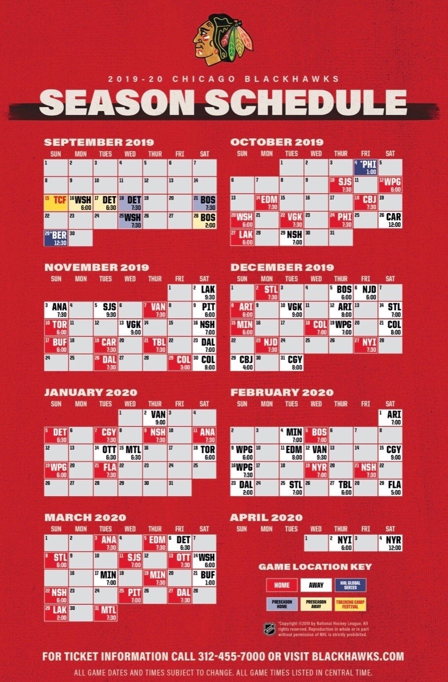 Blackhawks Release 2019-20 Schedule | Committed Indians for Nashille Prdators Nhl Schedule 2019-2020