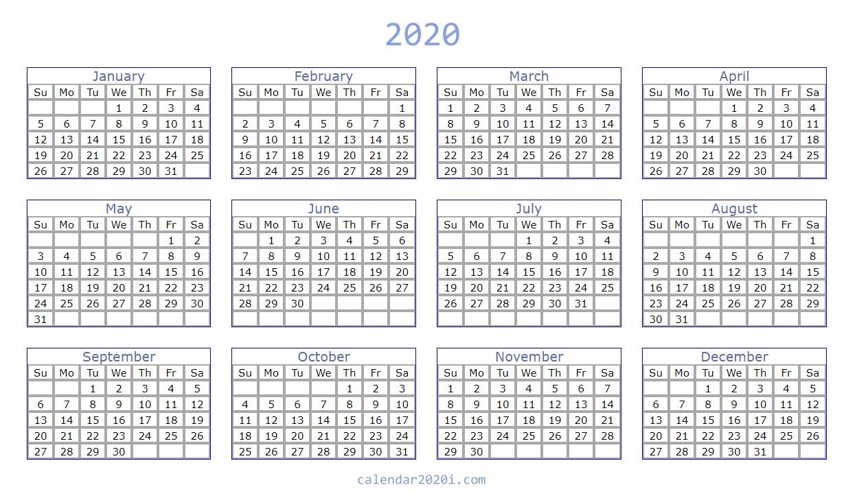 Blank 2020 Calendar Printable Templates | Calendar 2020 in Blank Fill In Calendar 2020