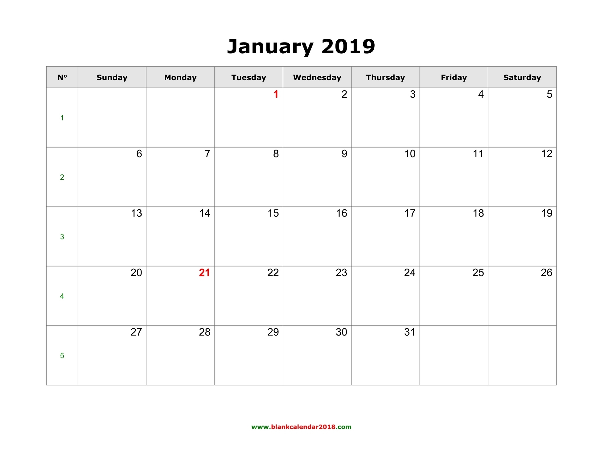 Blank Calendar 2019 intended for Printable Fill In Calendar 2019