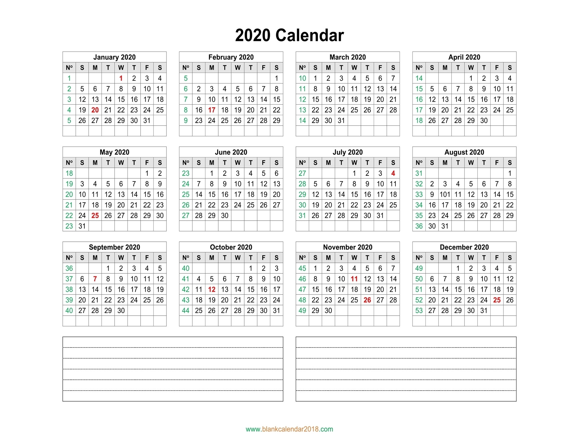 Blank Calendar 2020 in Blank Fill In Calendar 2020