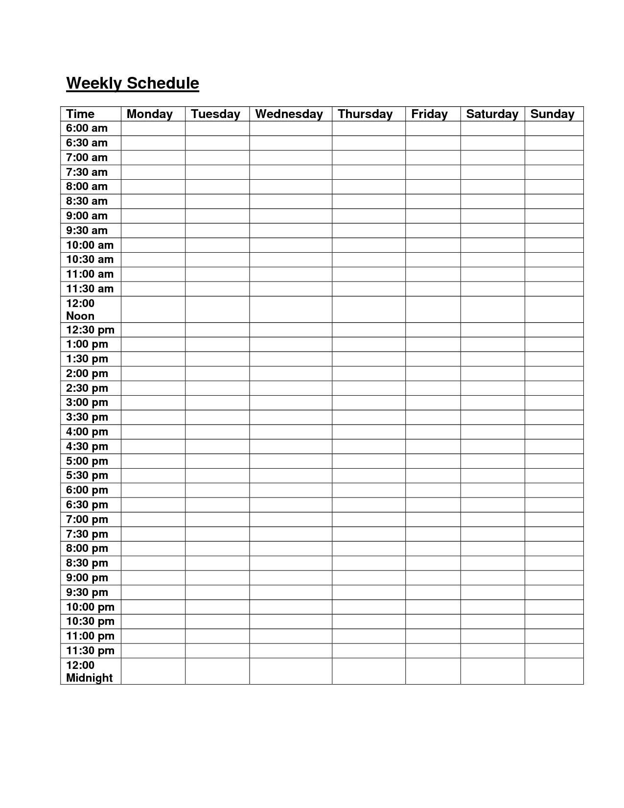 Blank Weekly Calendar Monday Through Friday | Daily Schedule with Monday To Friday Calendar With Hours