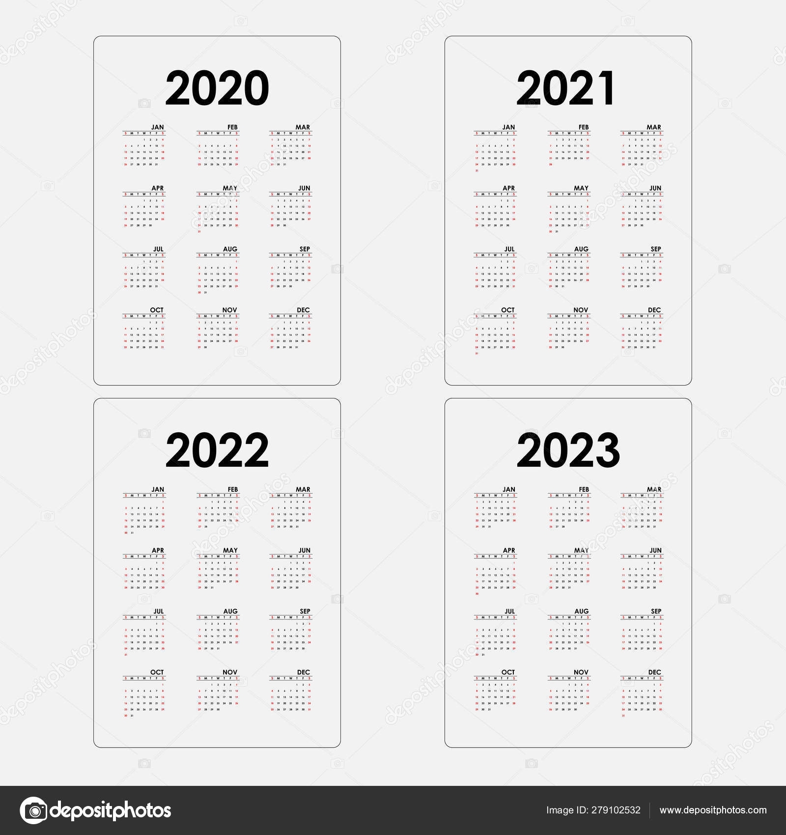 Calendar 2020, 2021,2022 And 2023 Calendar Template.yearly regarding Calendar For 2020 To 2023