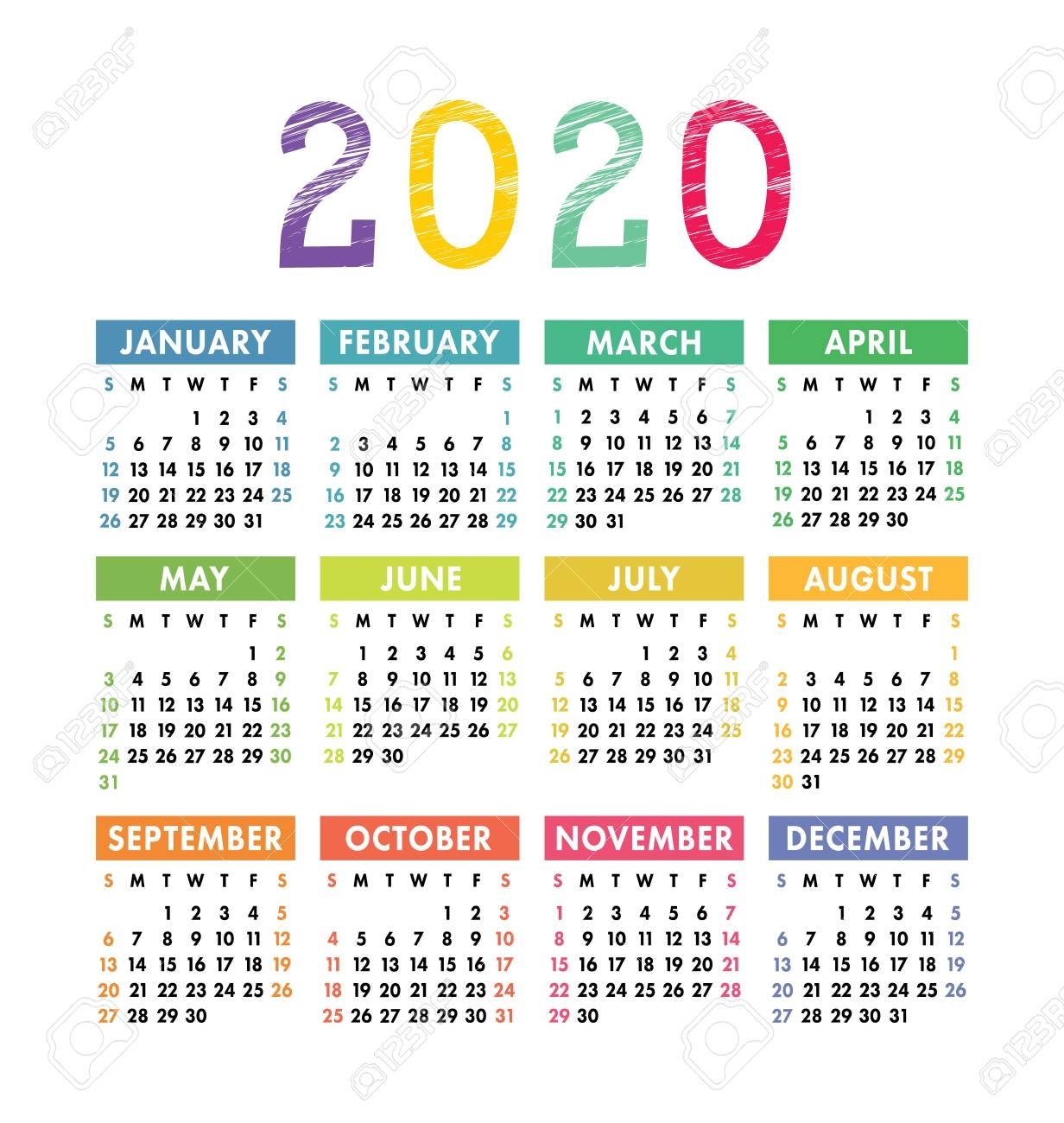 Calendar 2020 Year. Vector Pocket Or Wall Calender Template inside 2020 Pocket Size Calendar Free