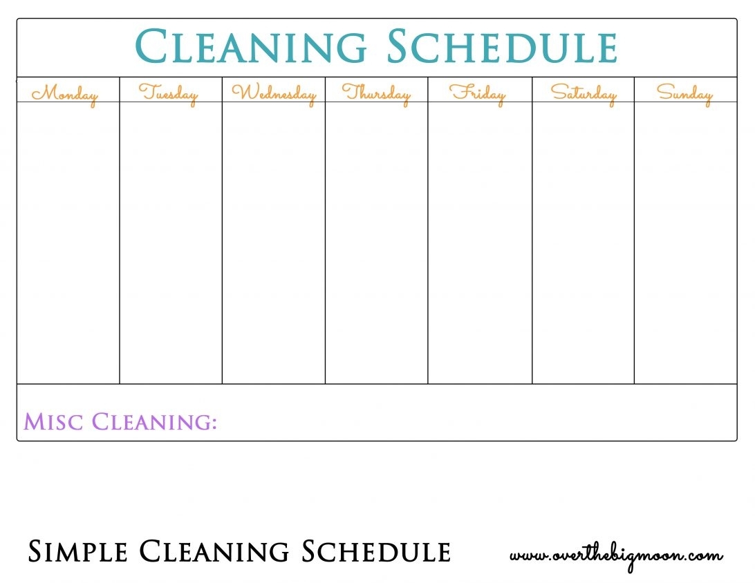 Chore Chart For Adults Household Charts Pdf Blank Printable with Printable Monday Through Friday Chart