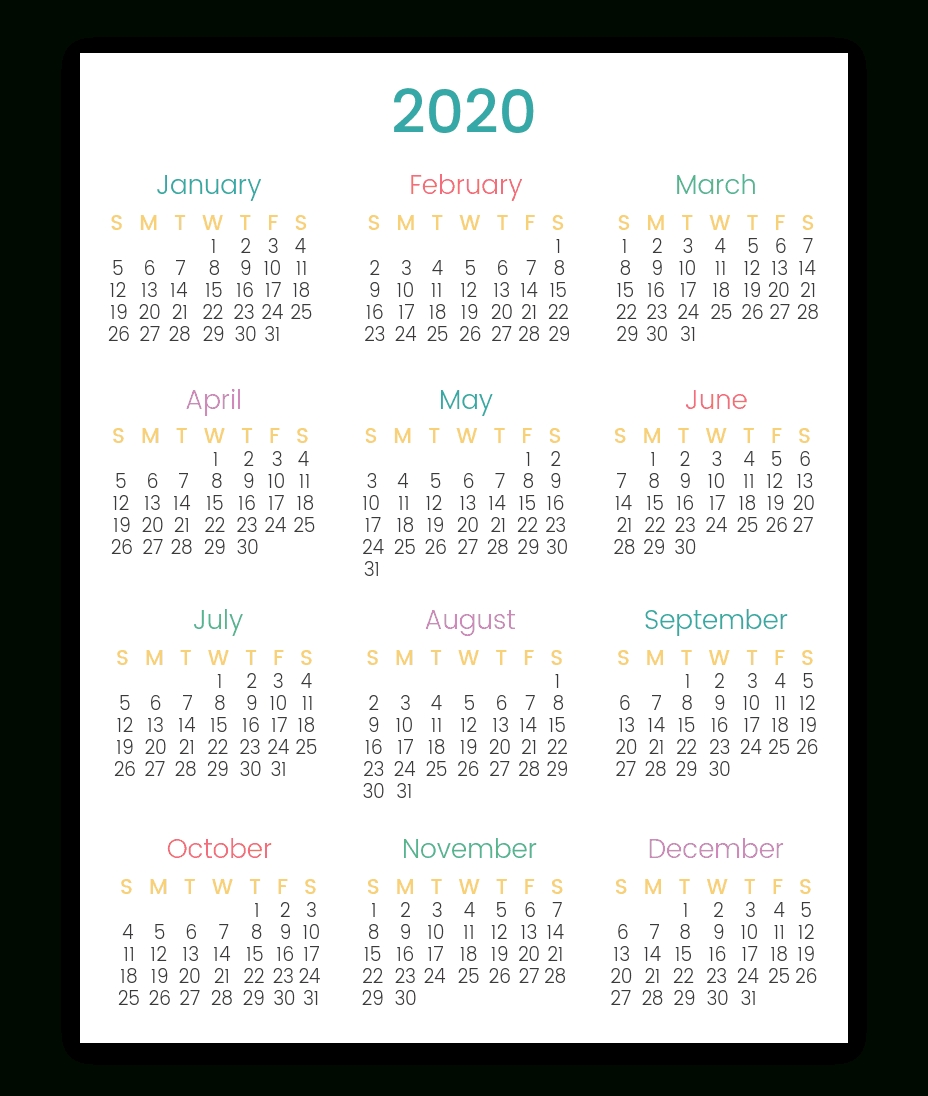 Colorful Printable Calendars For 2019-2020 | Smart Living Mama within Year At A Glance 2020 Png