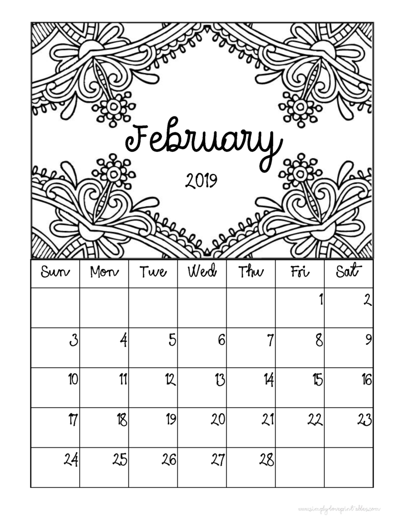 Download Adult Coloring 2020 Calendar Printable - Calendar Inspiration Design