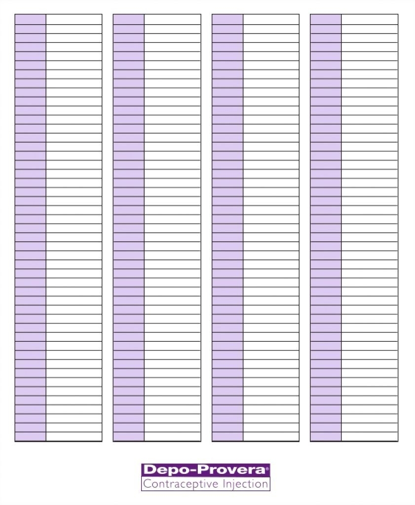 One Year Depo Shot Schedule Chart