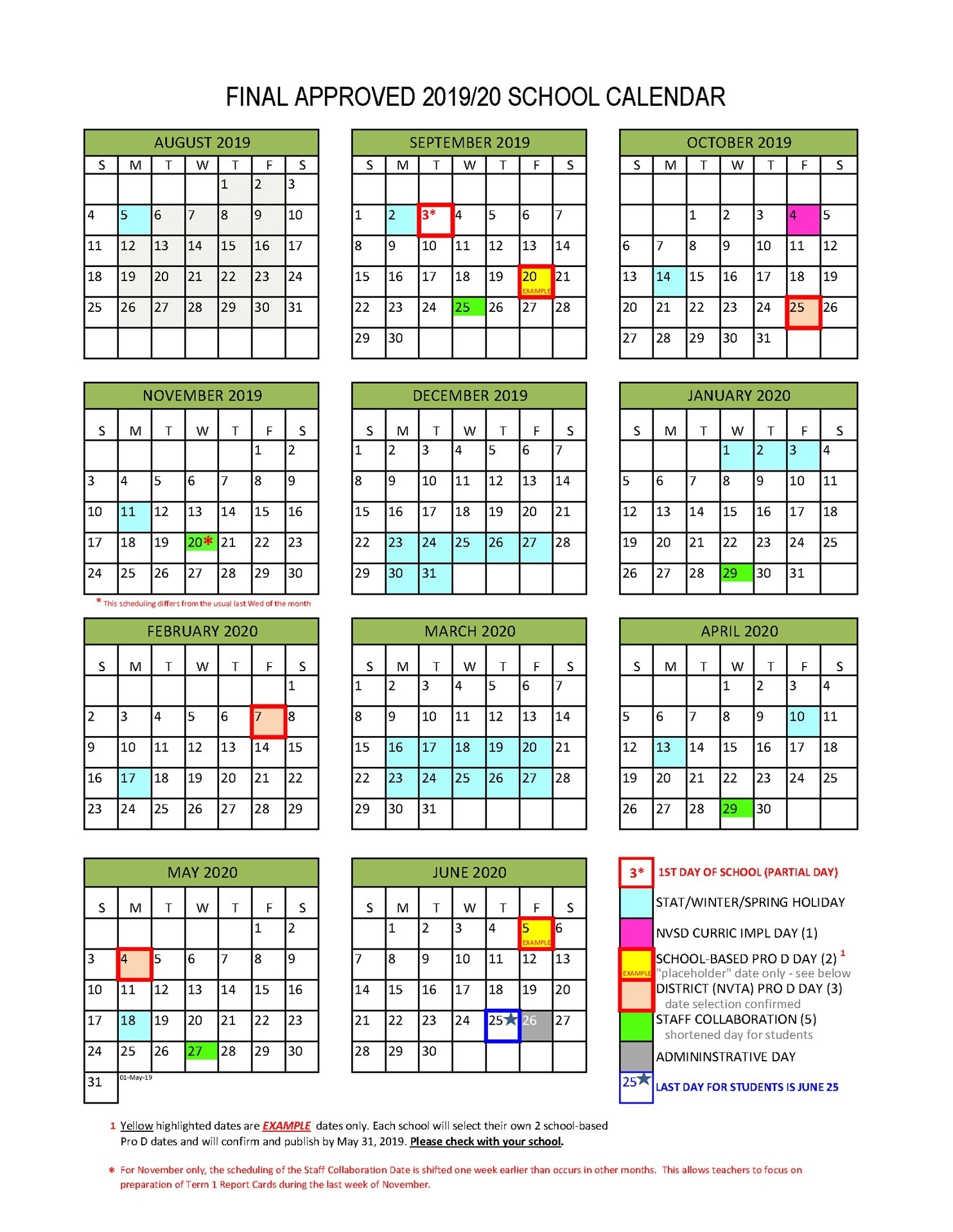 District Calendar - North Vancouver School District in Special Days For Schools 2019 - 2020
