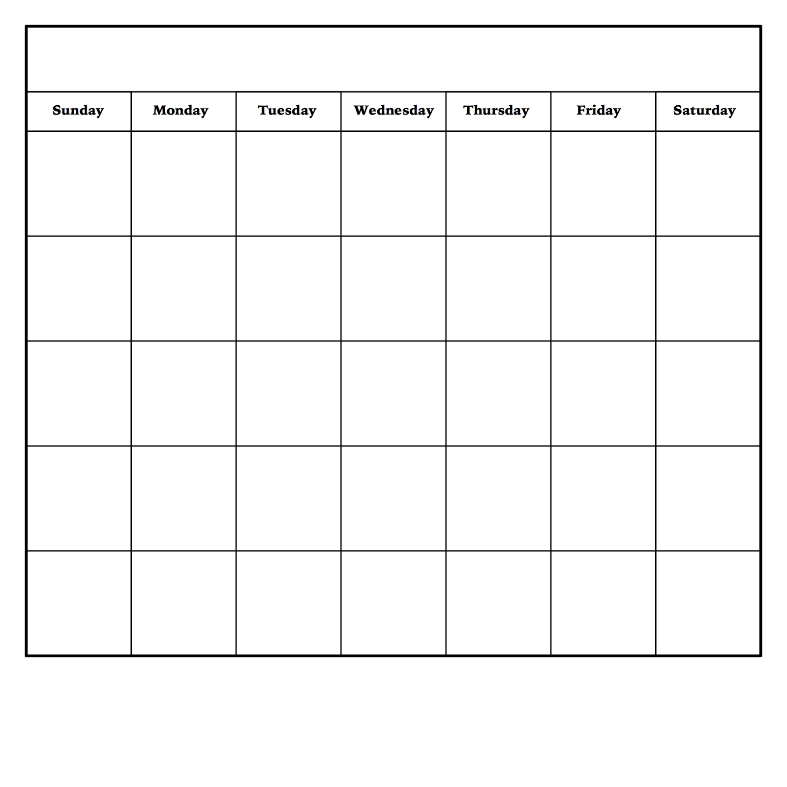 Blank Monthly Calendar To Print