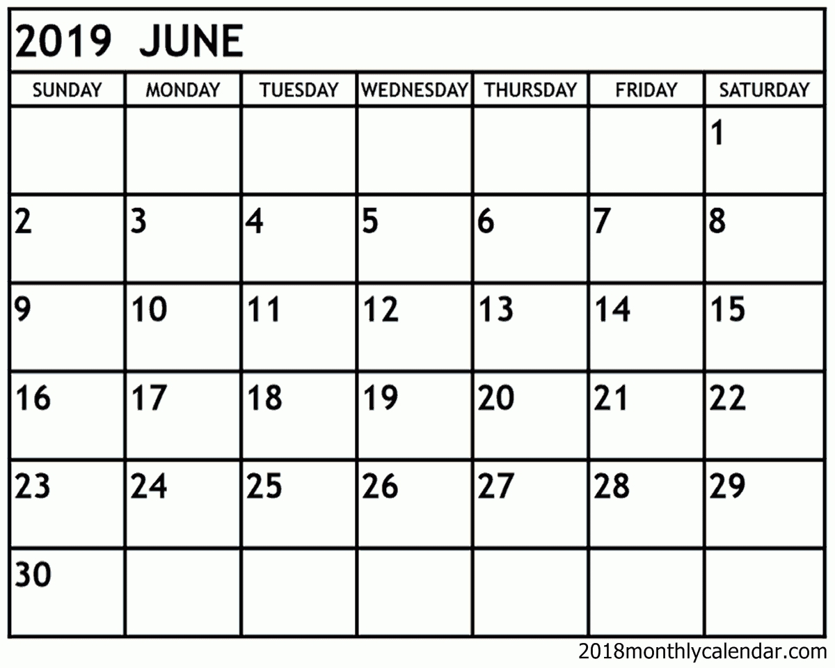 Download June 2019 Calendar – Printable Blank &amp; Editable with Editable Calendar July 2019-June 2020