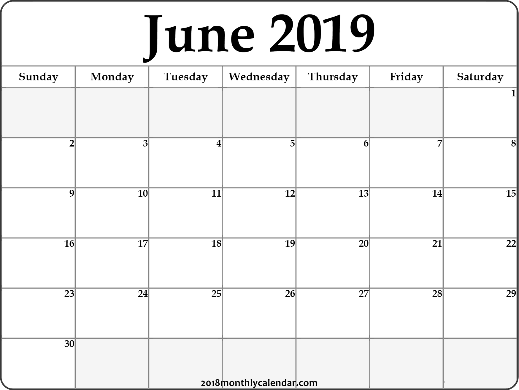 Download June 2019 Printable Calendar - Printable Blank throughout Editable Calendar July 2019-June 2020