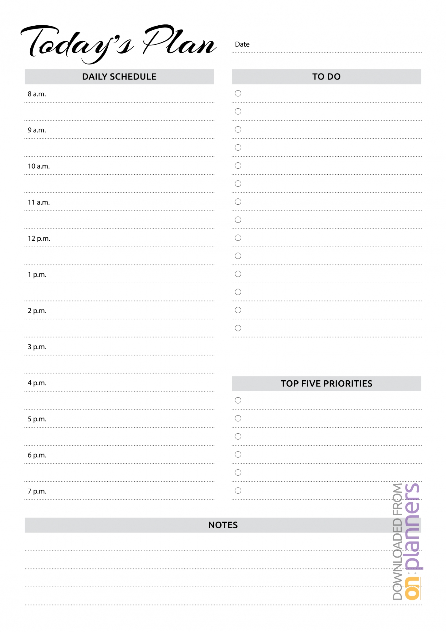 Download Printable Daily Planner With Hourly Schedule &amp; To in Daily Planner Calendar Printable Half Page