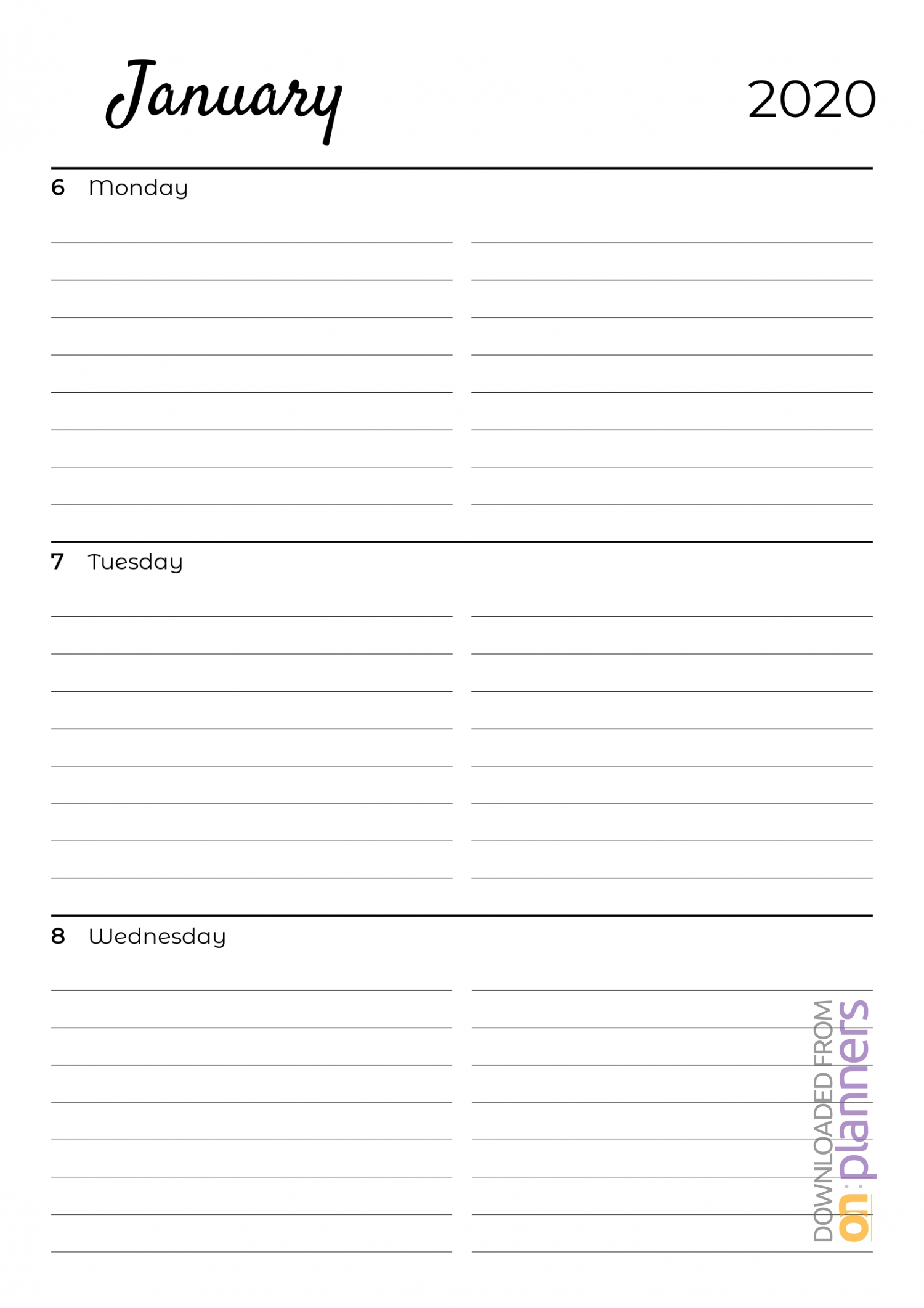 Download Printable Lined Weekly Planner With Calendar Pdf within Daily Planner Calendar Printable Half Page
