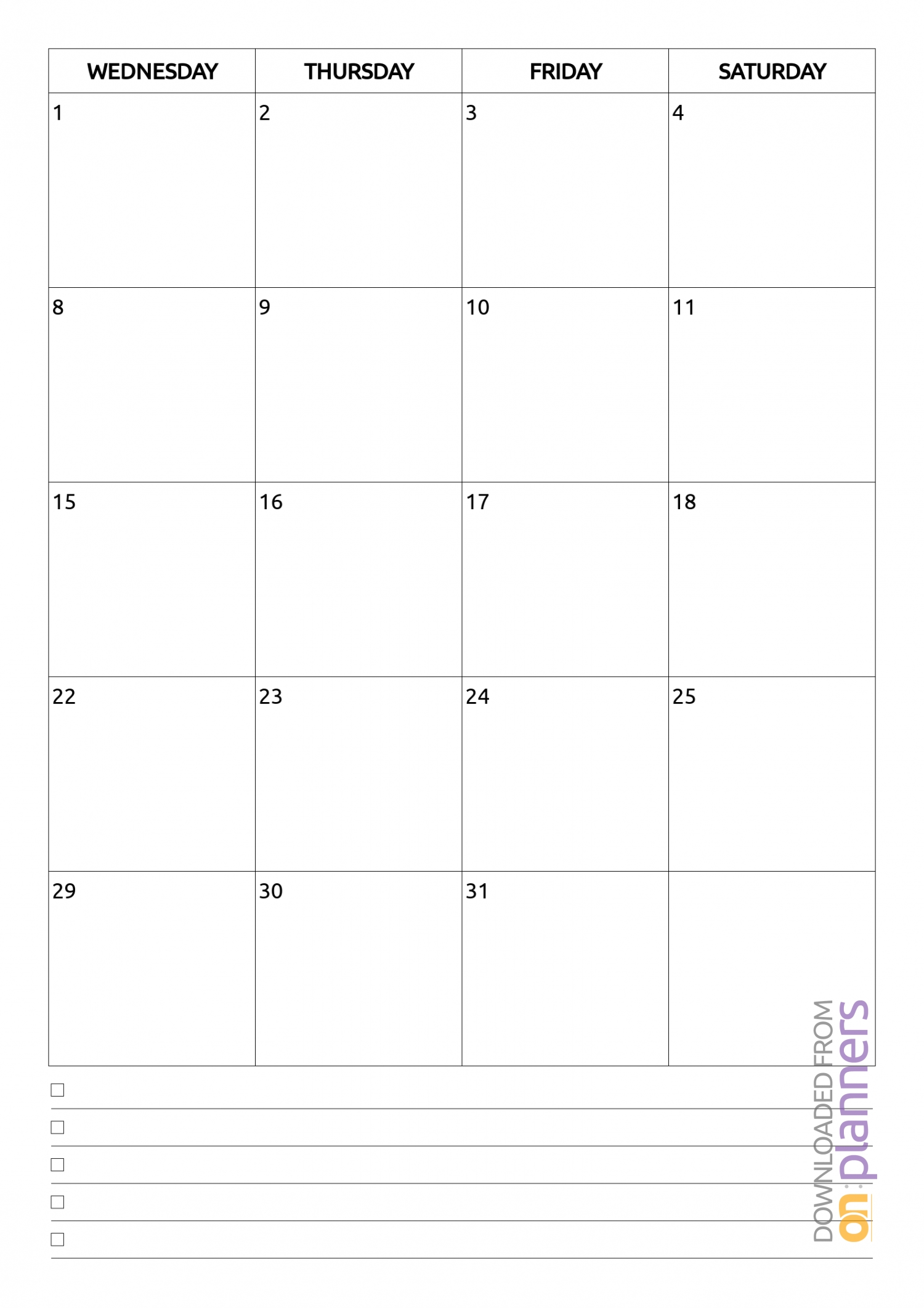 Download Printable Monthly Calendar With Notes Pdf within Blank Monthly Calendar To Print