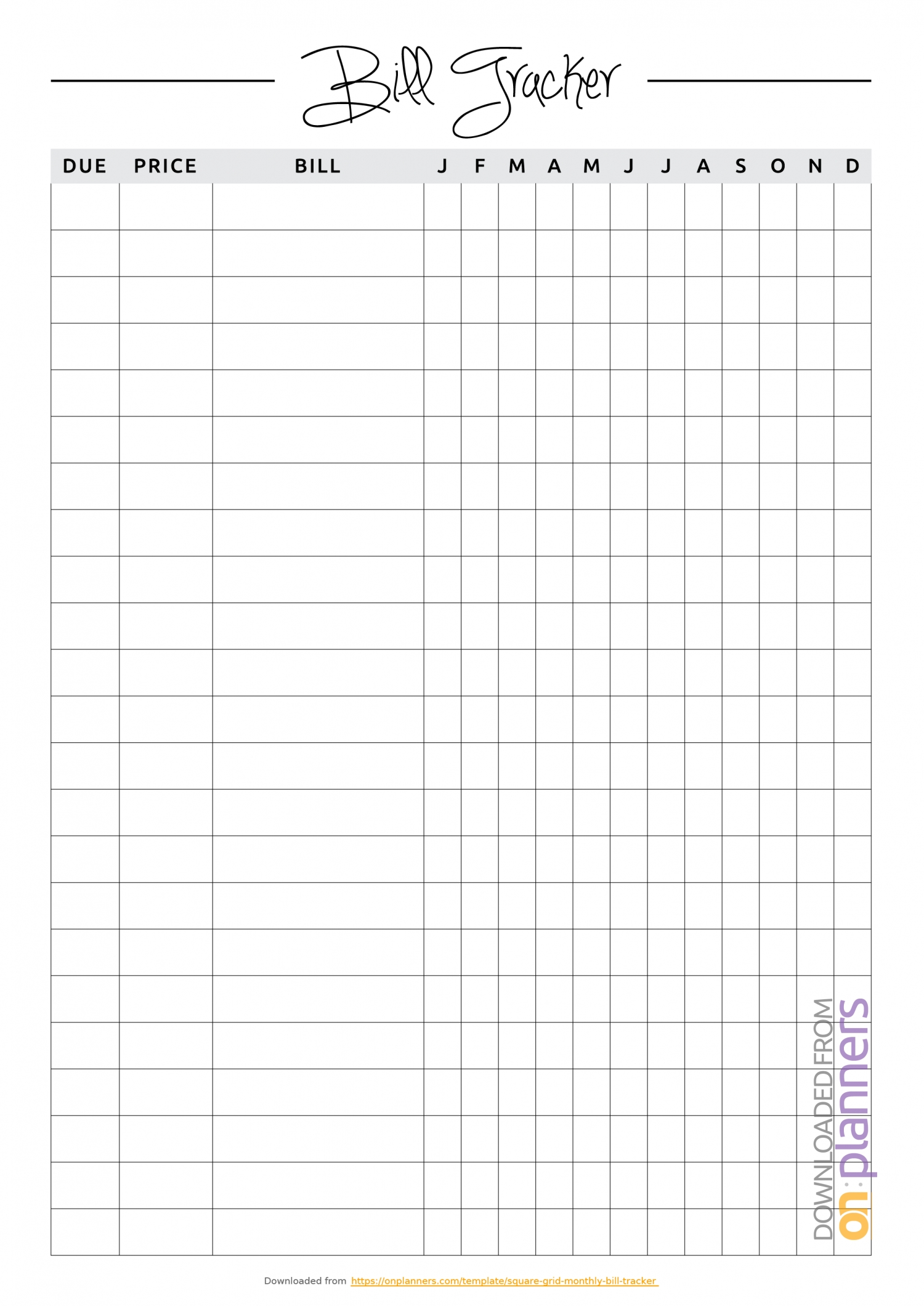 Download Printable Square Grid Monthly Bill Tracker Pdf intended for Bill Due Date Calendar Pdf