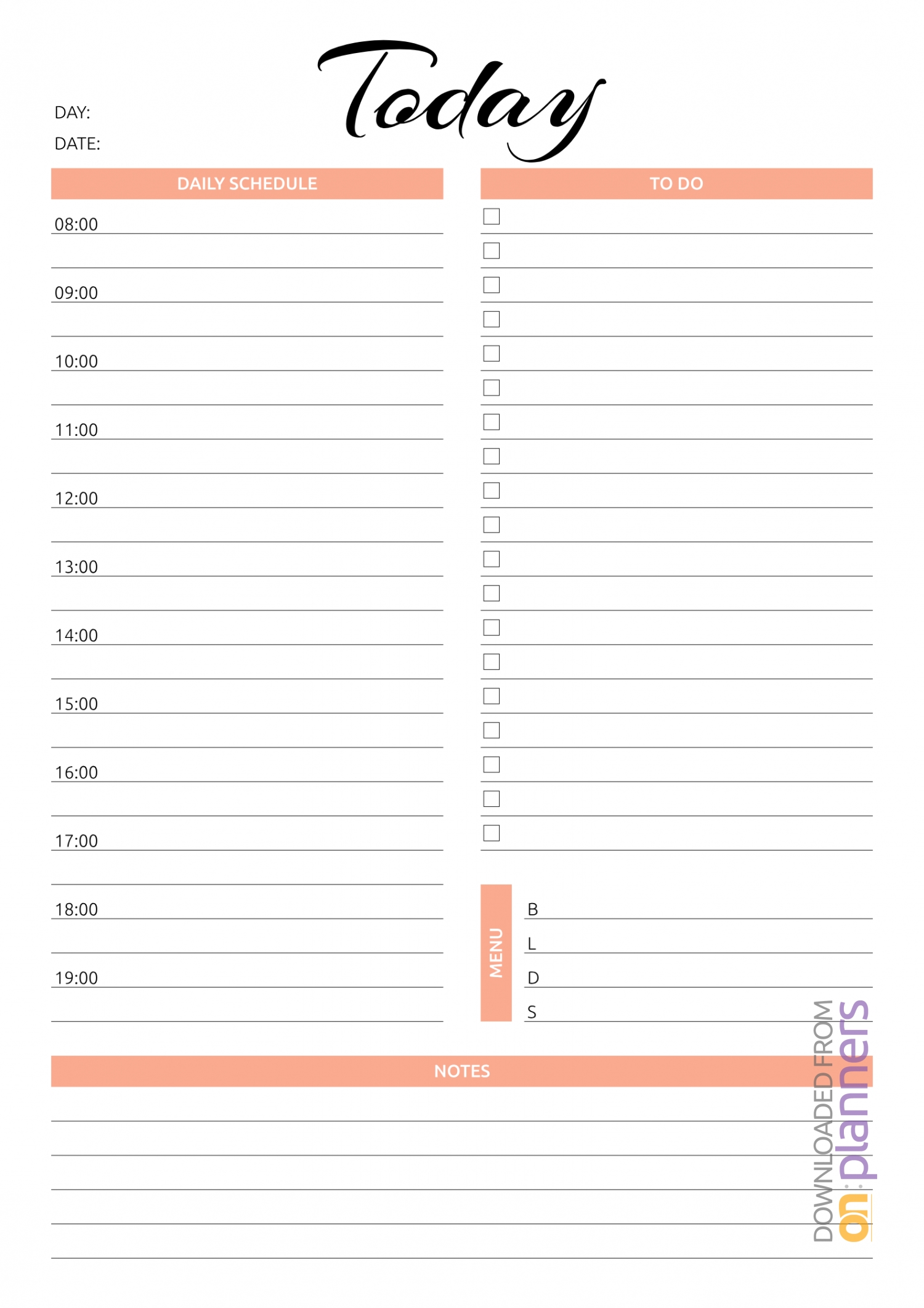 Download Printable Today Hourly Planner Pdf regarding Printable Half Hour Day Planner