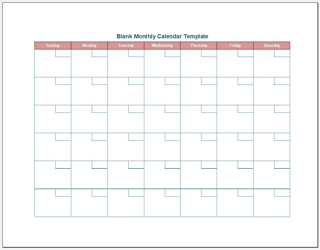 √ Free Printable Blank Monthly Calendar Template | Templateral for Free Printable Calendar With Lines