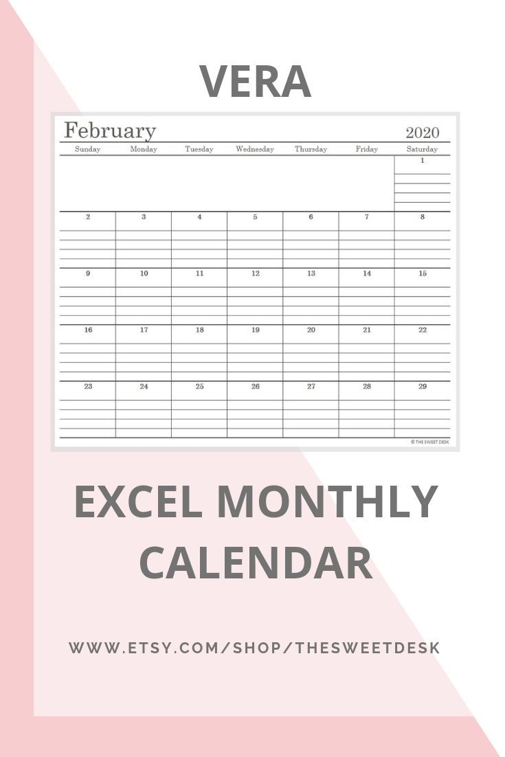 Editable 2020 Excel Calendar Template | Printable Minimalist throughout 2020 Calendar In Excel Formula