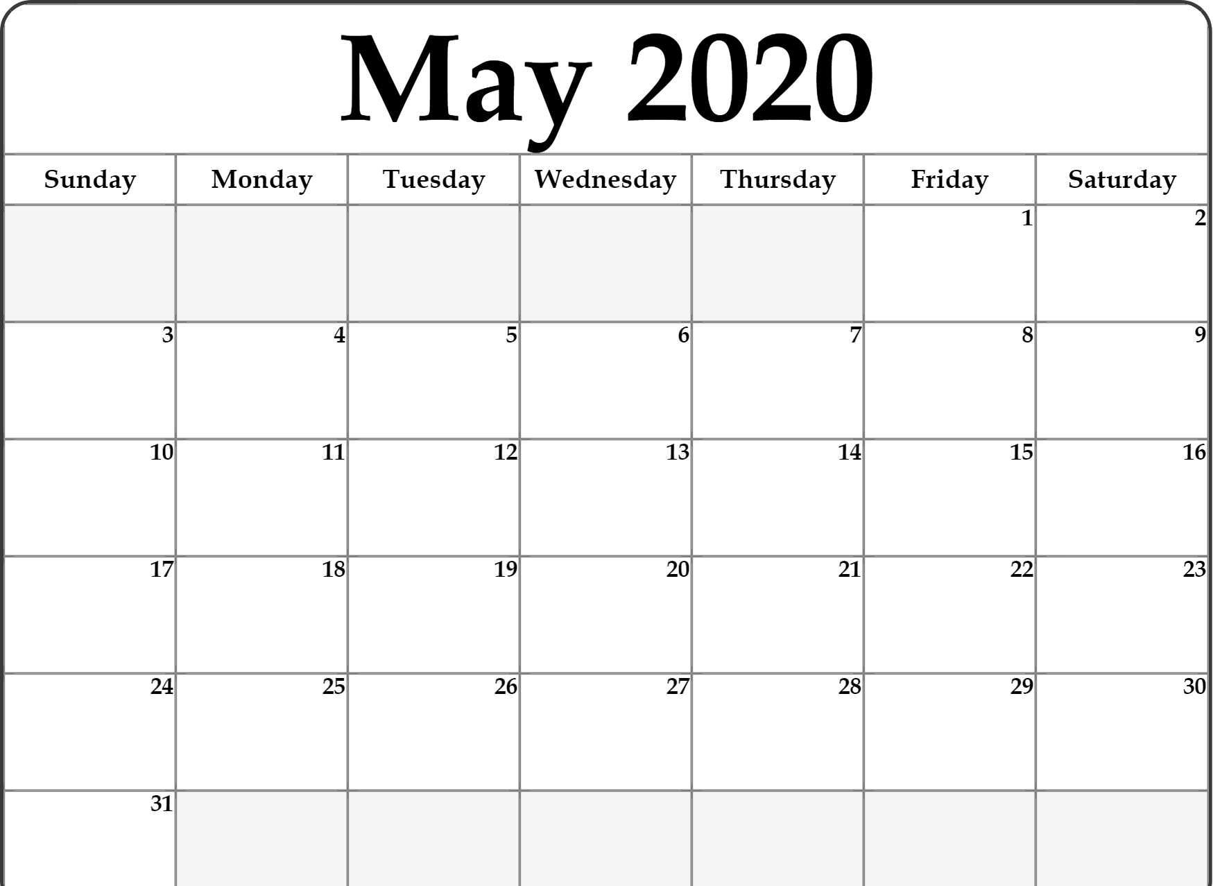 Fillable May 2020 Calendar Editable Printable Notes To Do throughout 2020 Printable Fill In Calendar