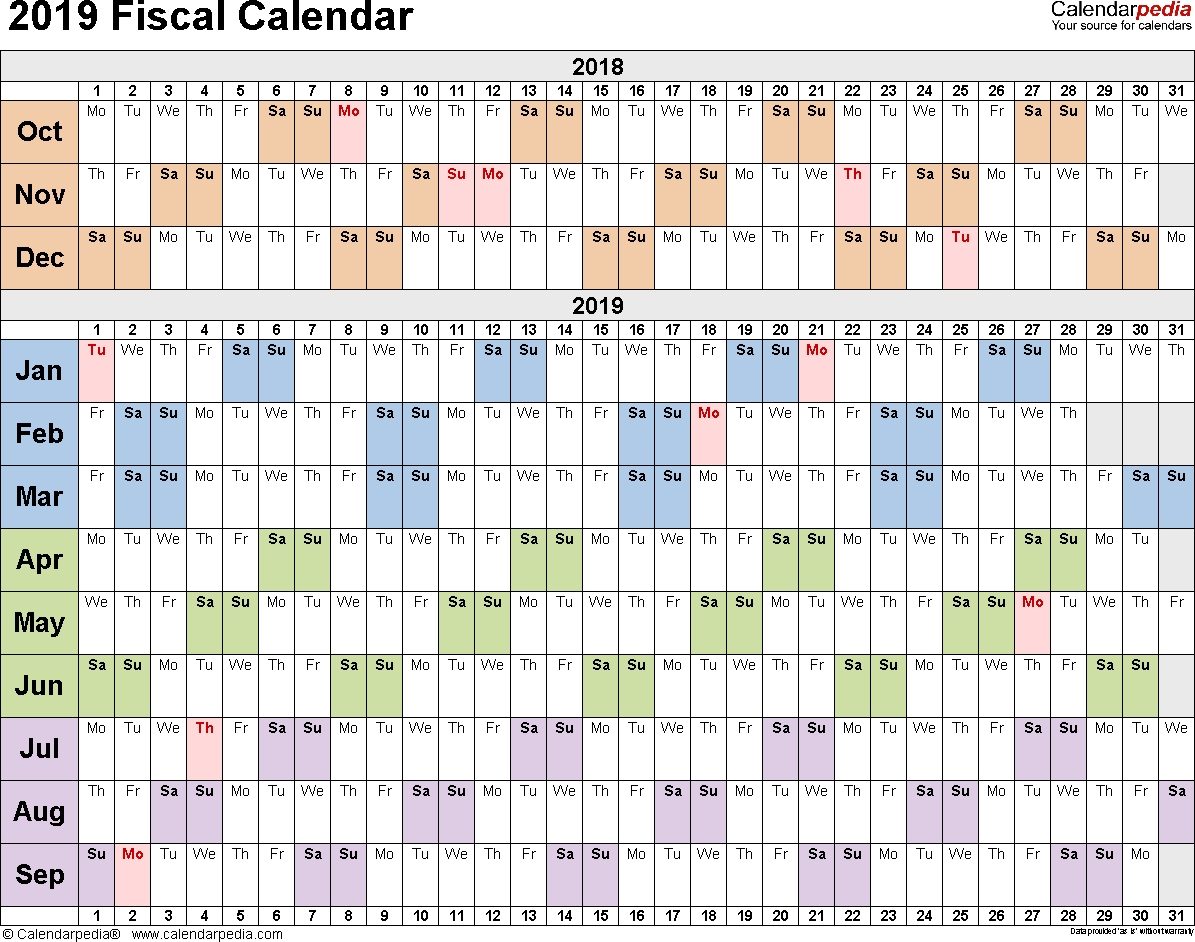 Fiscal Calendars 2019 - Free Printable Word Templates with 2019 Fiscal Calendar 4 4 5