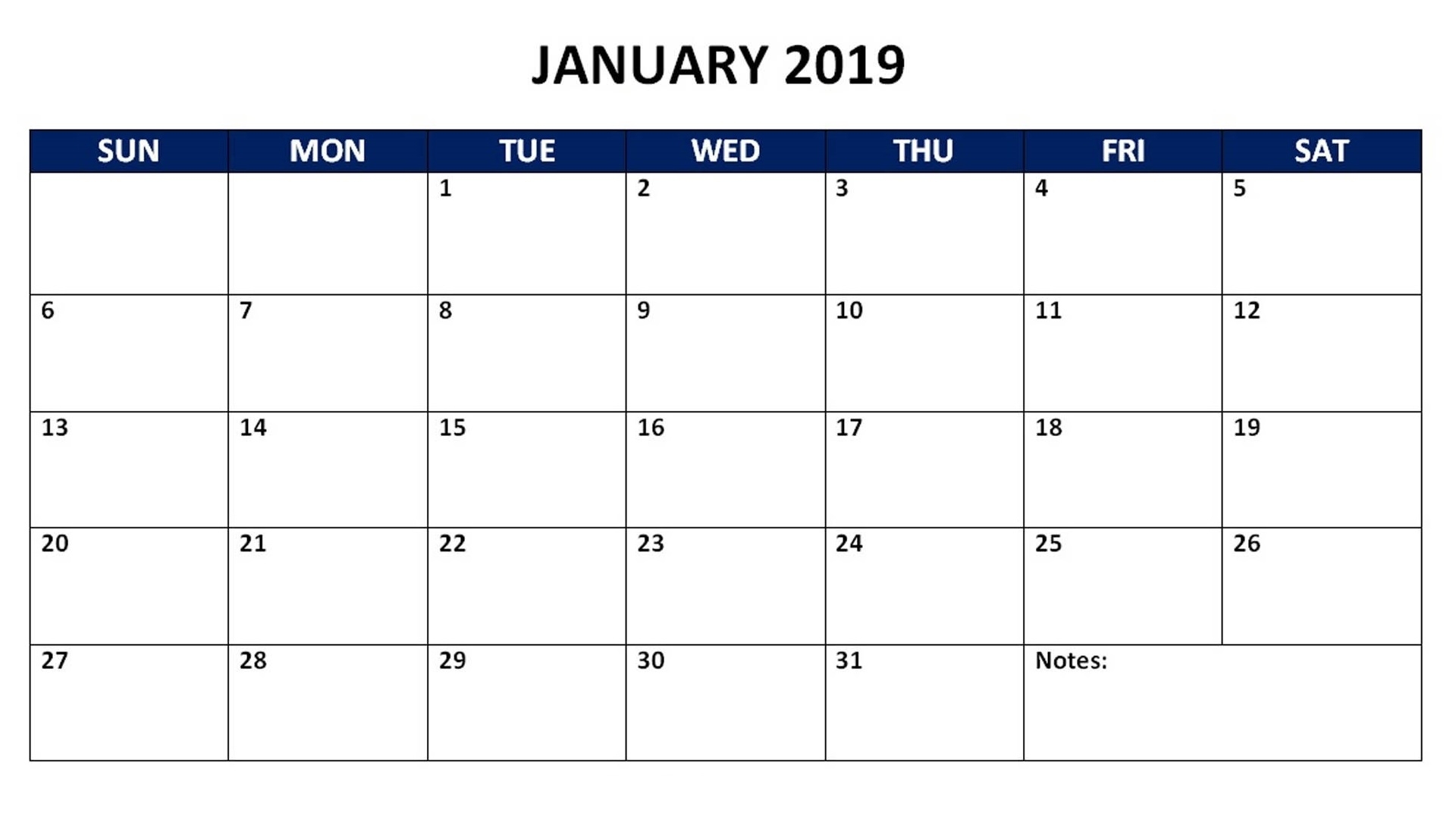 Free 2019 Monthly Calendar Templates | Calendar 2019 Printable in Free Printable Blank Monthly Calendar 2019