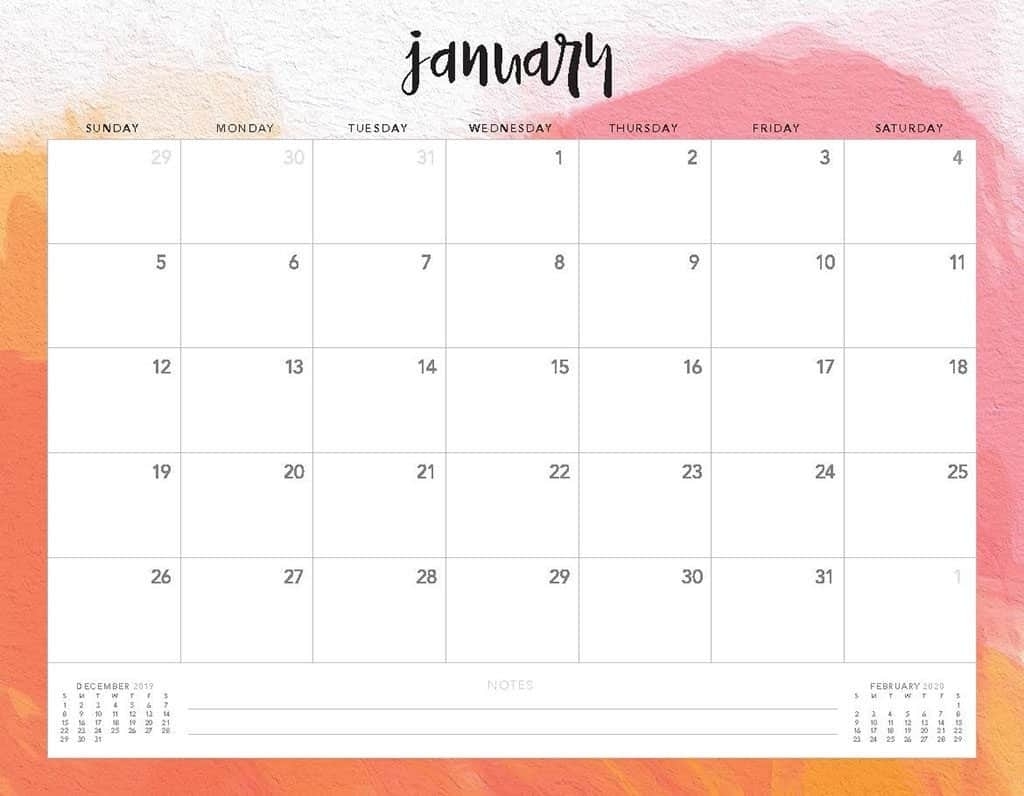 Free 2020 Printable Calendars - 51 Designs To Choose From! within 2020 Calendar Template Monday Sunday