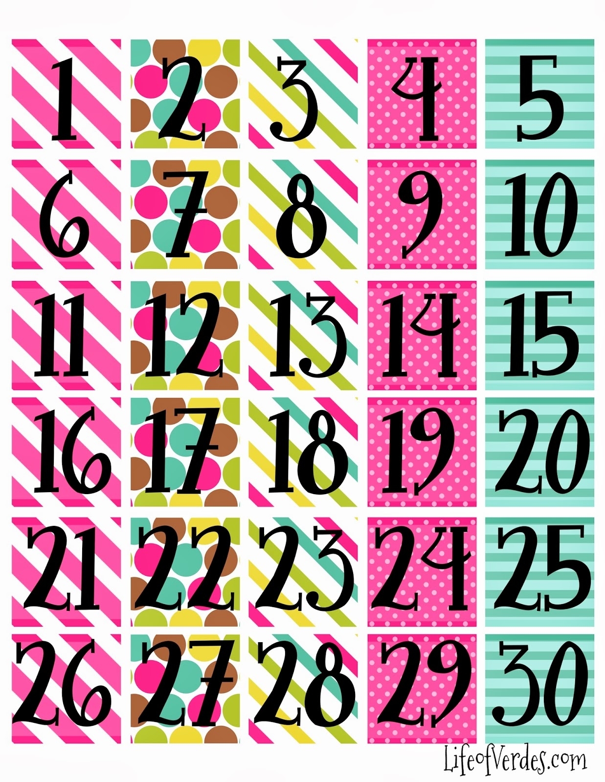 Large Printable Numbers 1 31