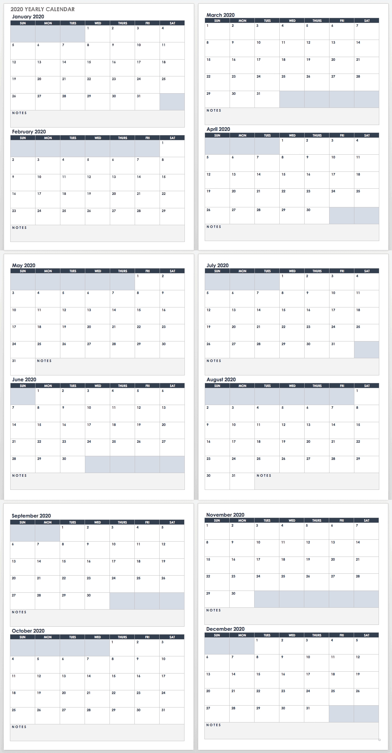 Free Google Calendar Templates | Smartsheet with regard to 2020 Year At A Glace Attendance Calendar