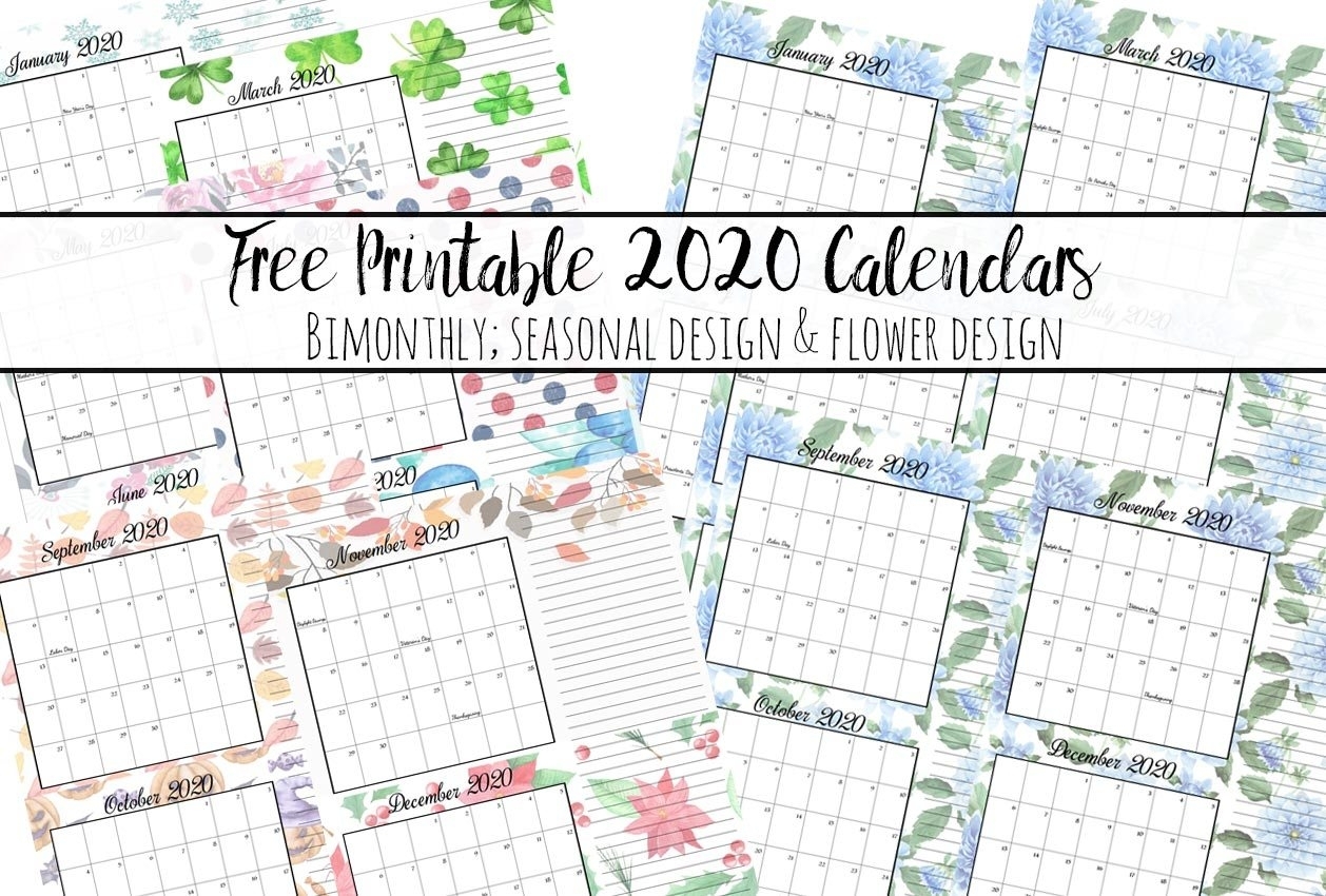 Free Printable 2020 Bimonthly Calendars With Holidays: 2 Designs with Printable Calendar 2020 Monthly With Holidays