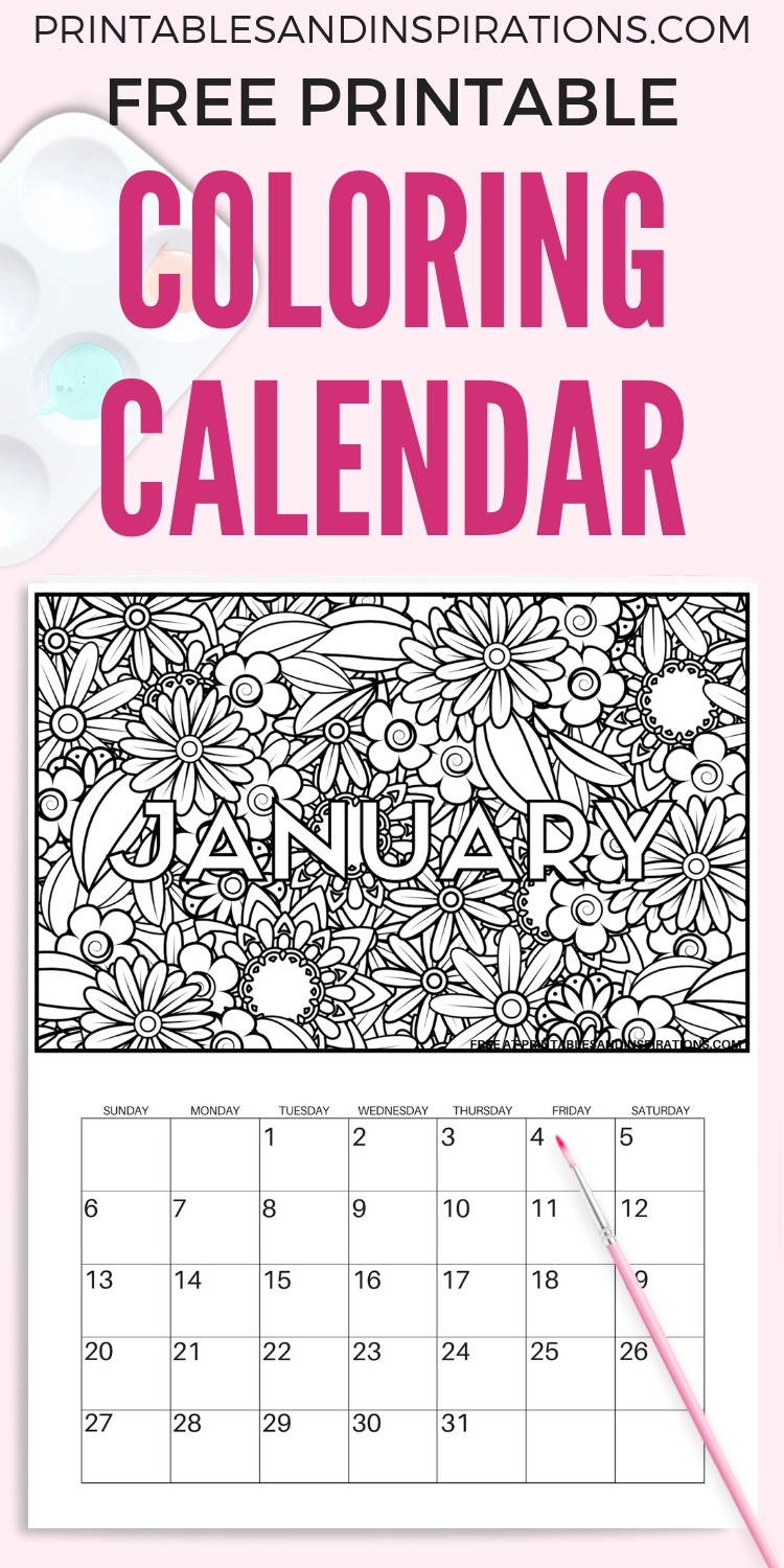 Adult Coloring 2020 Calendar Printable