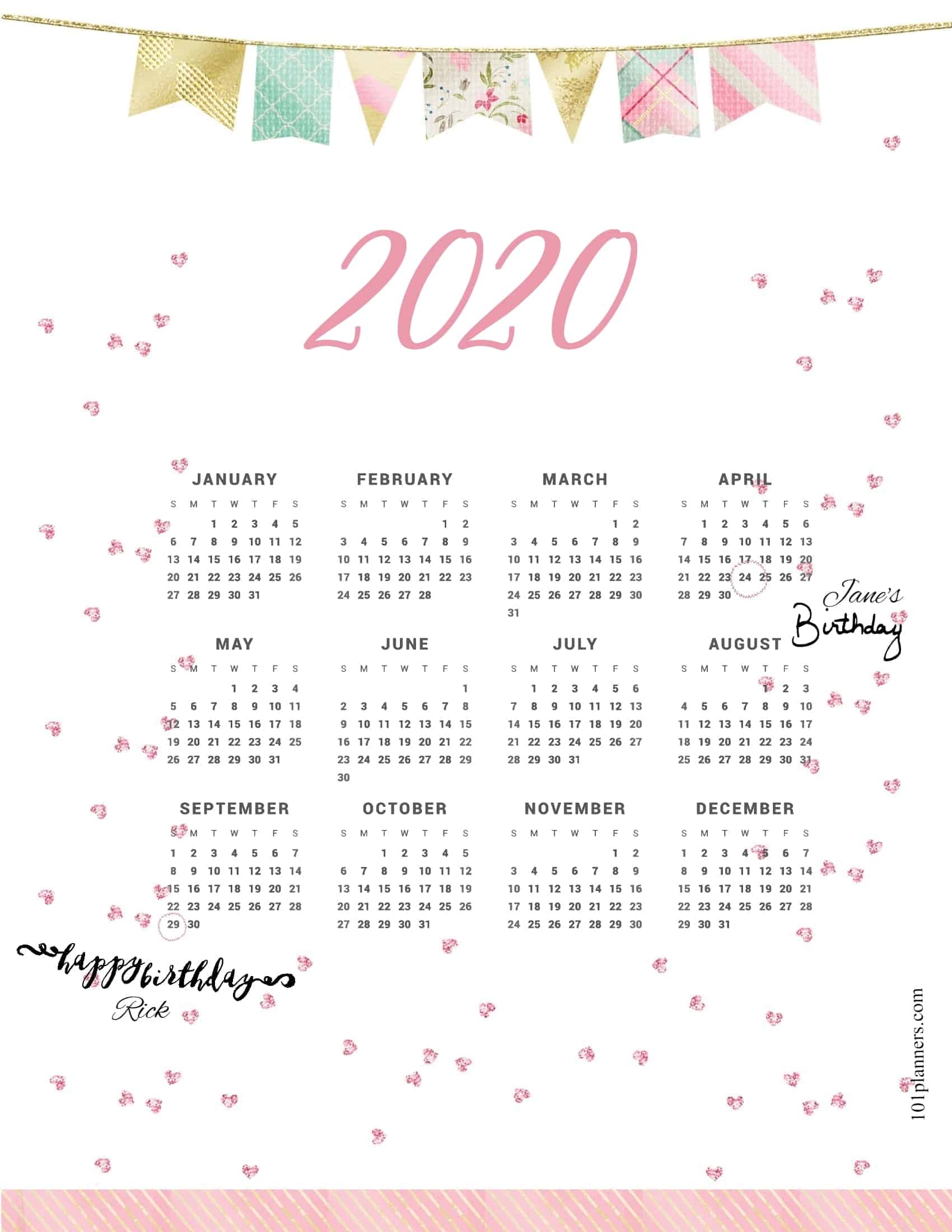 Free Printable 2020 Yearly Calendar At A Glance | 101 intended for 2020 Whole Year At A Glance