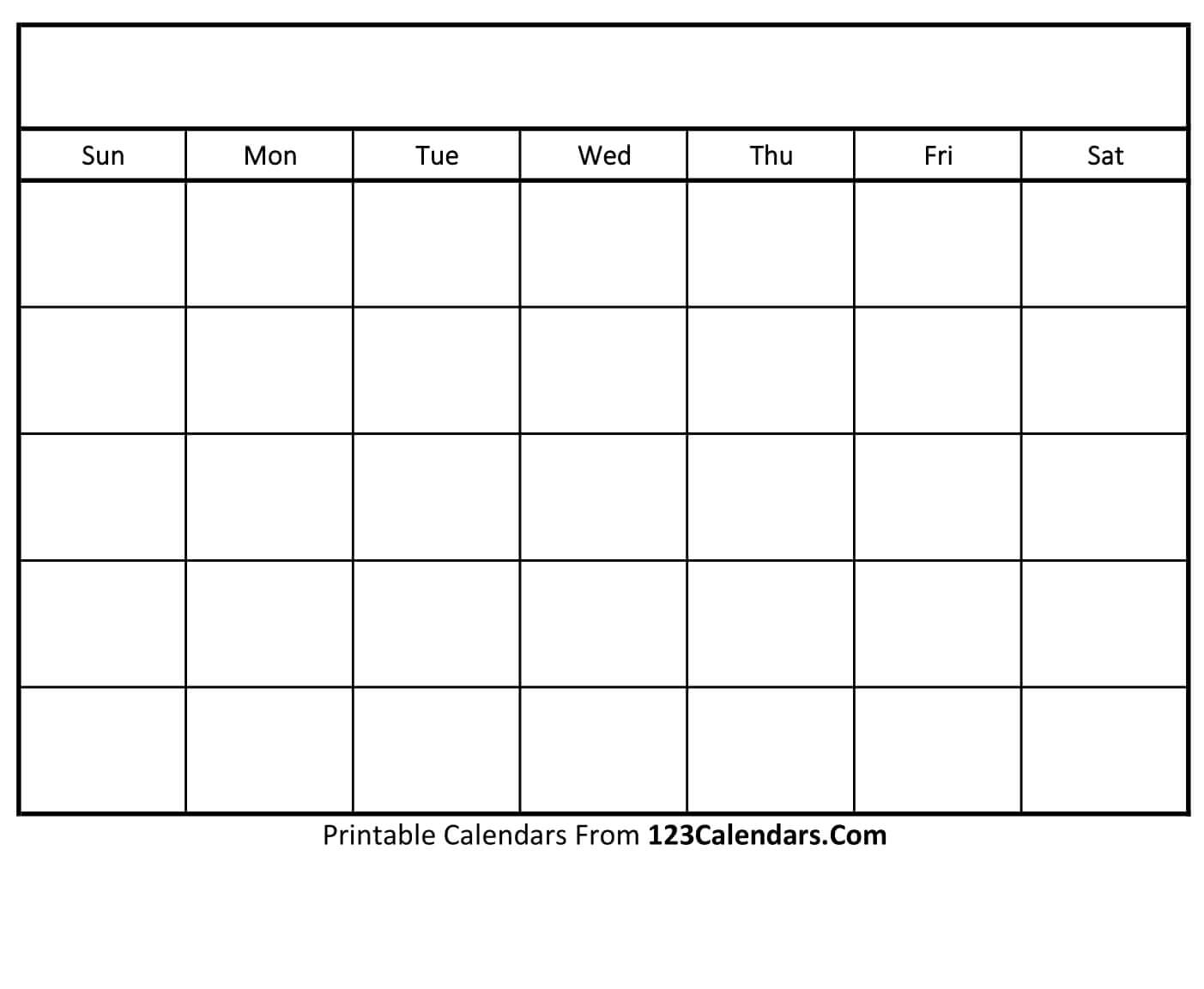 Blank Monthly Calendar To Print