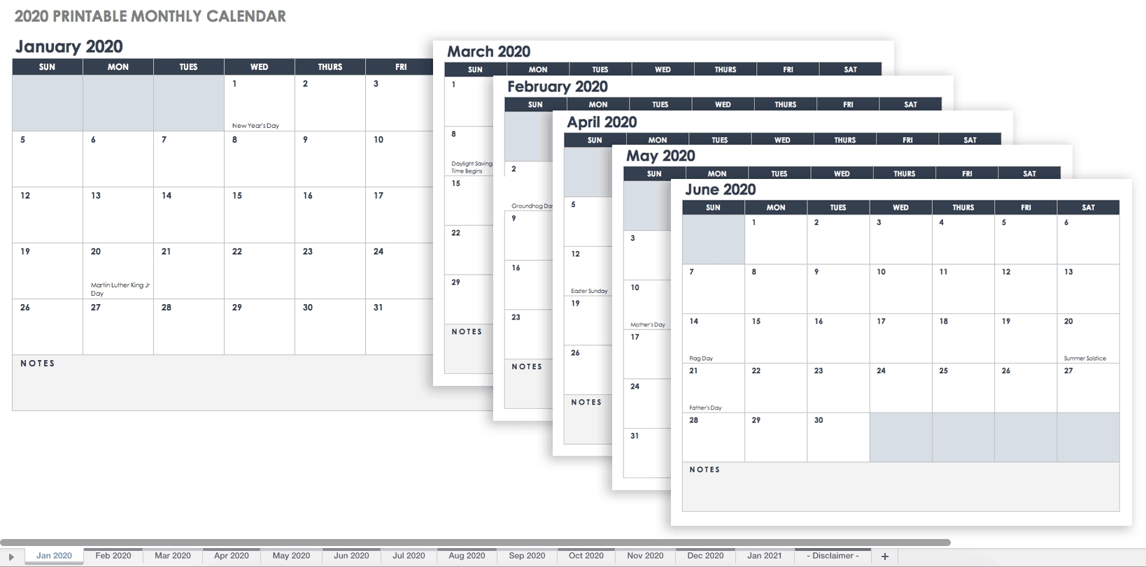 Free, Printable Excel Calendar Templates For 2019 &amp; On throughout 2020 Calendar With All Function