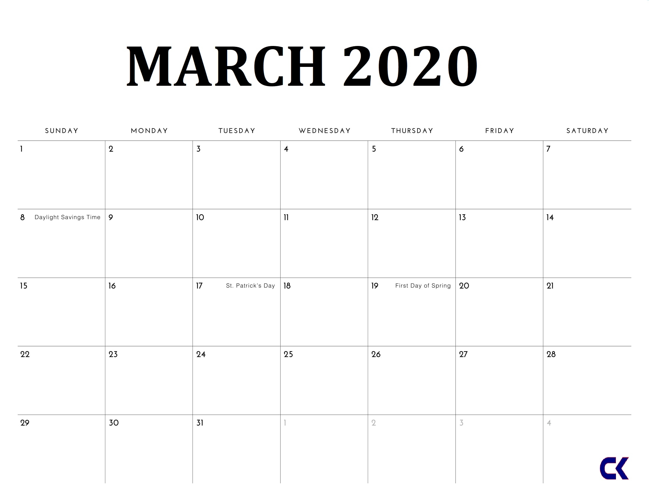 Free Printable March 2020 Calendar - throughout Free Weekly Catholic Calendar 2020