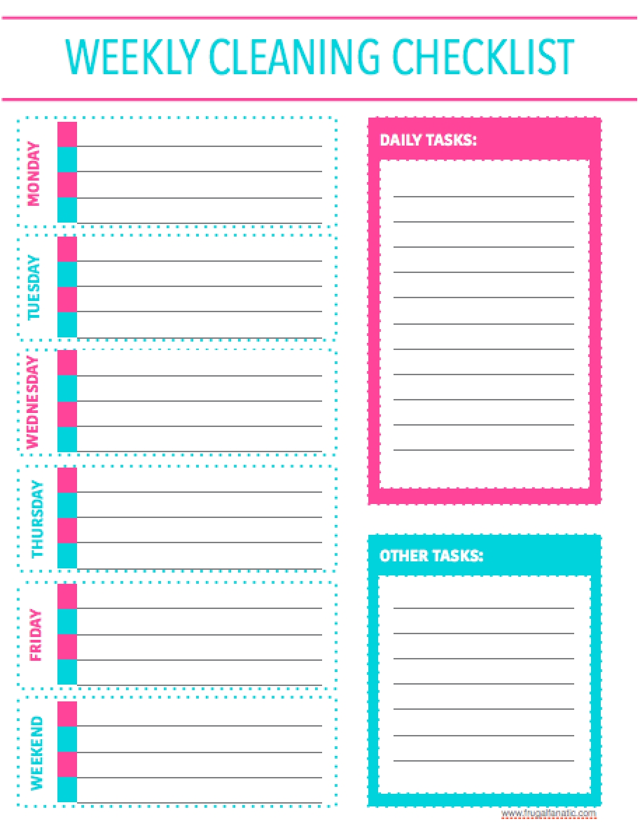 Monday Through Friday Checklist Free Printable