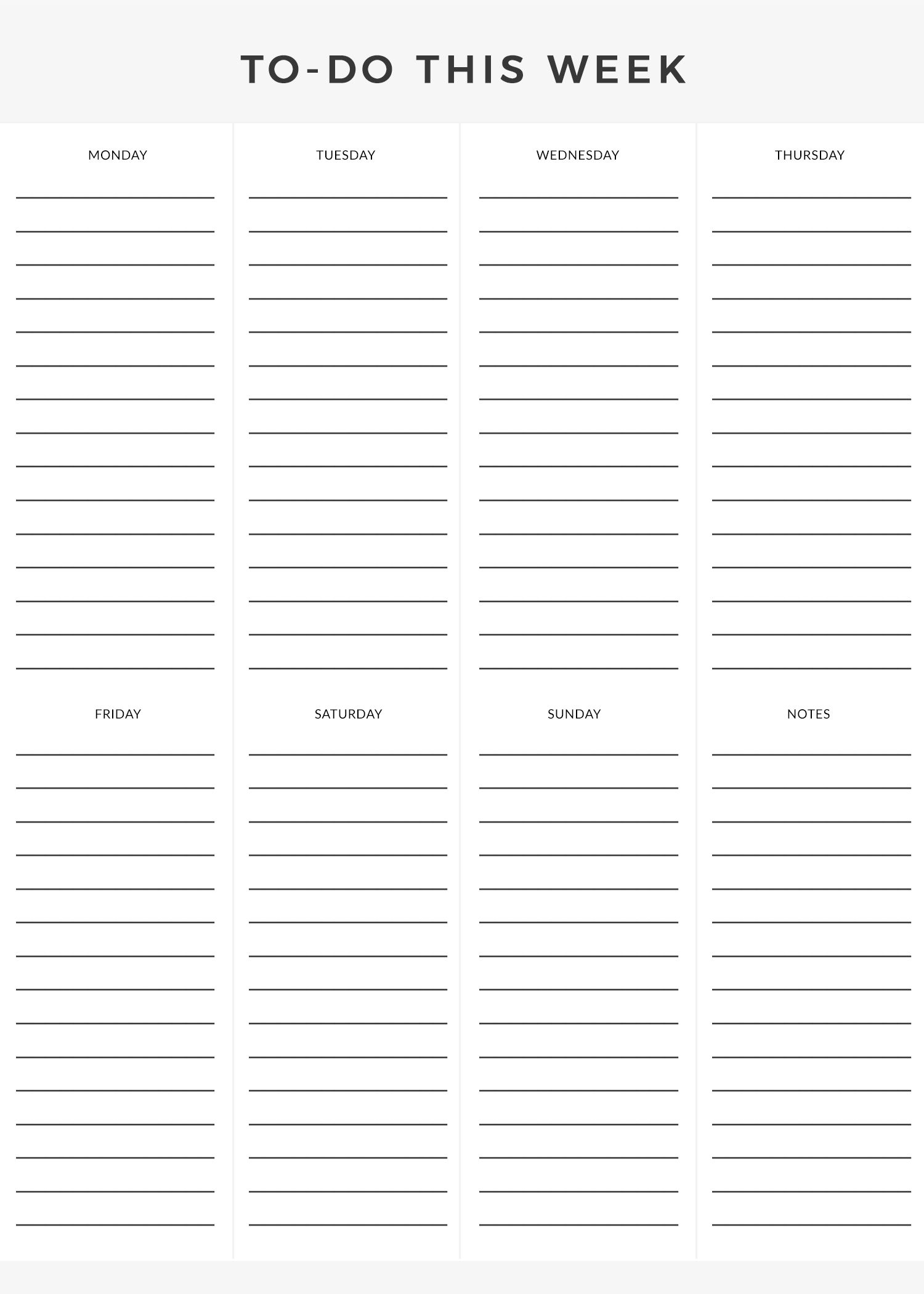 Monday Through Friday Checklist Free Printable