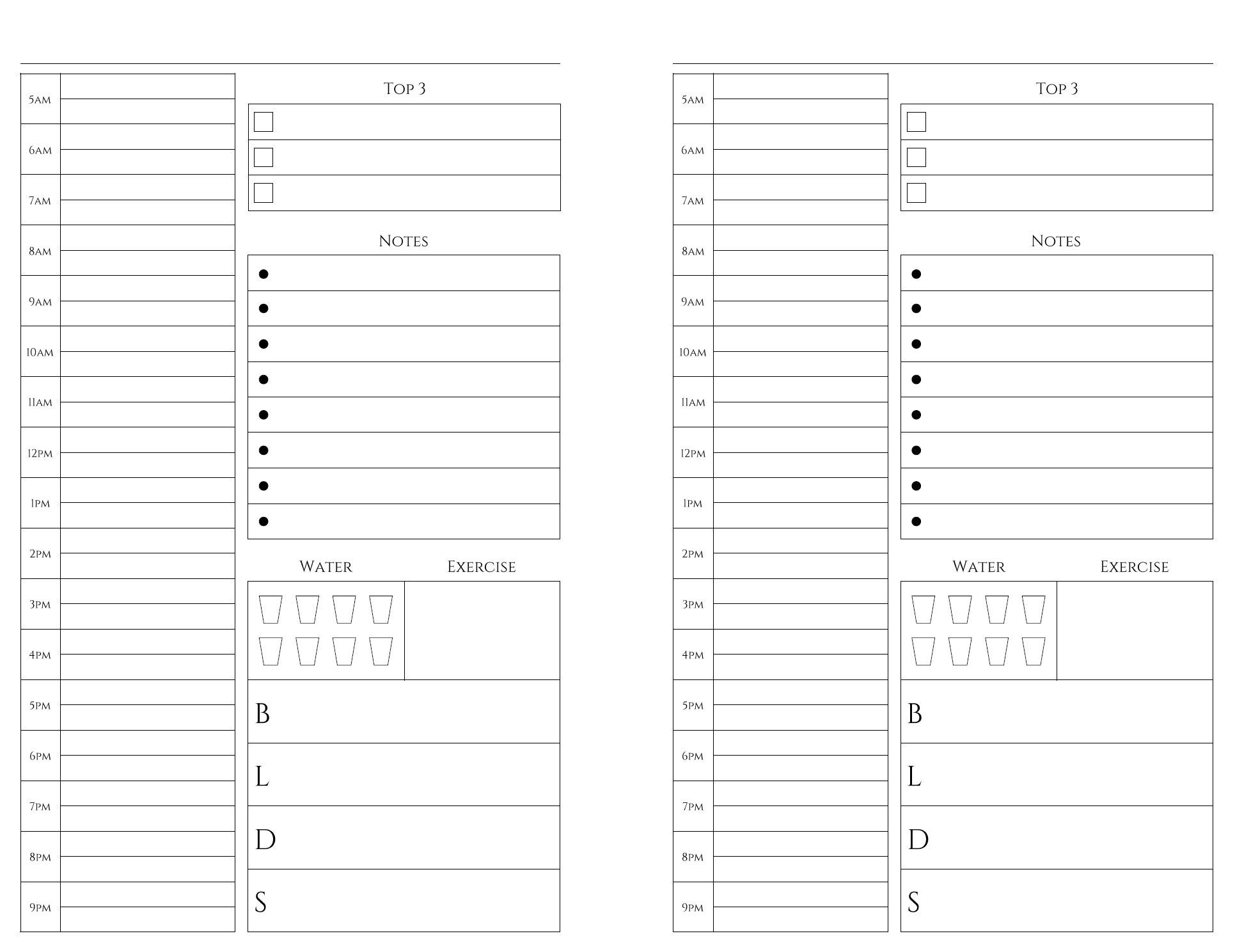 Free Printables | Daily Planner Pages, Daily Planner in Daily Planner Calendar Printable Half Page