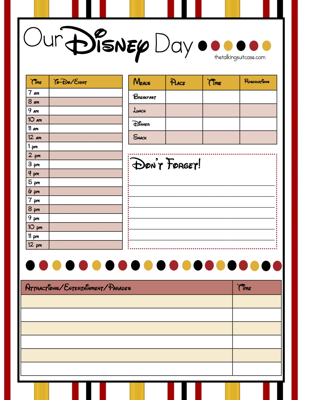 Get Ready For Your Disney Vacation - Free Printable Disney within Disney World Itinerary Template Download 2020