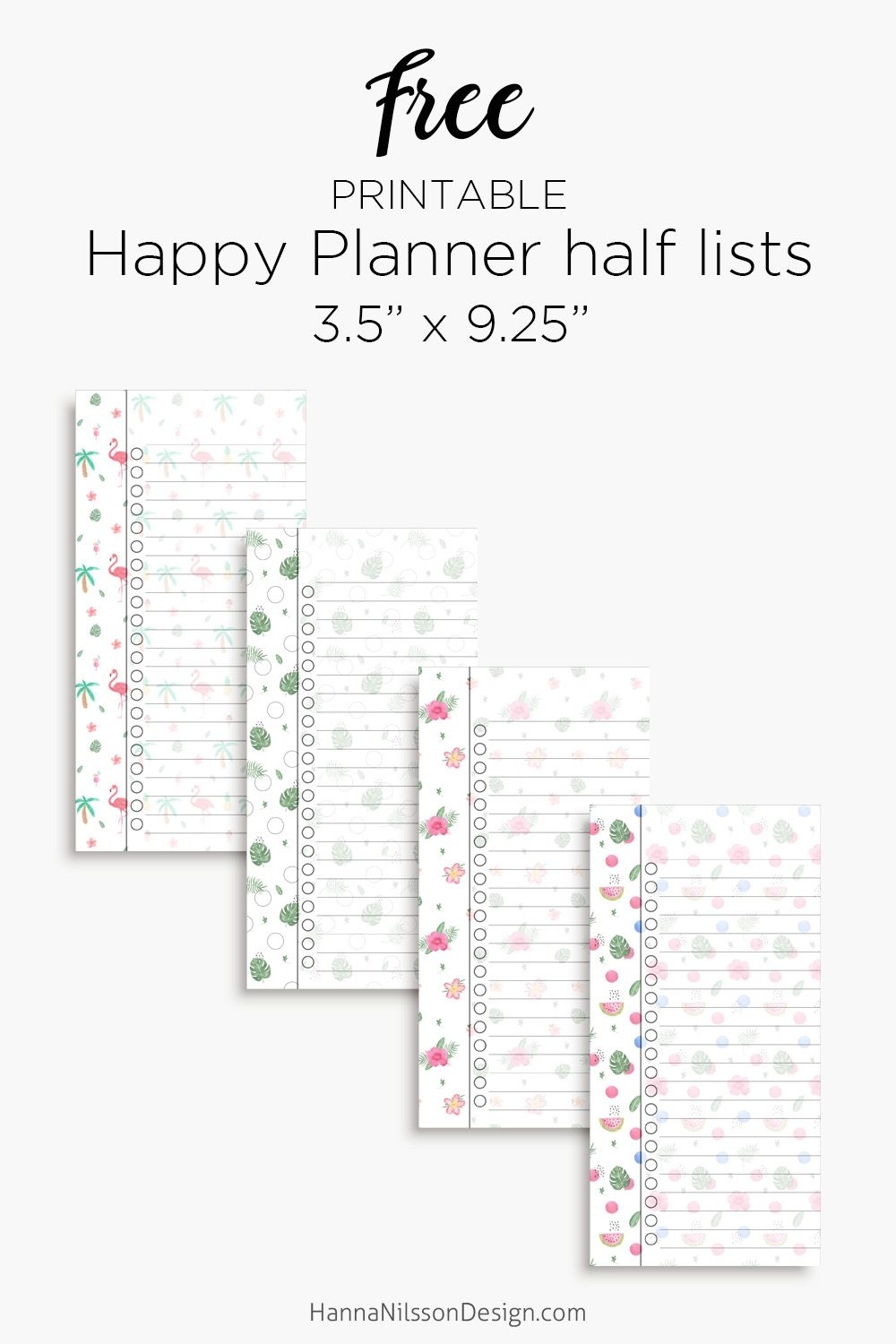 Happy Planner Half List Inserts | Happy Planner, Half Page in Daily Planner Calendar Printable Half Page