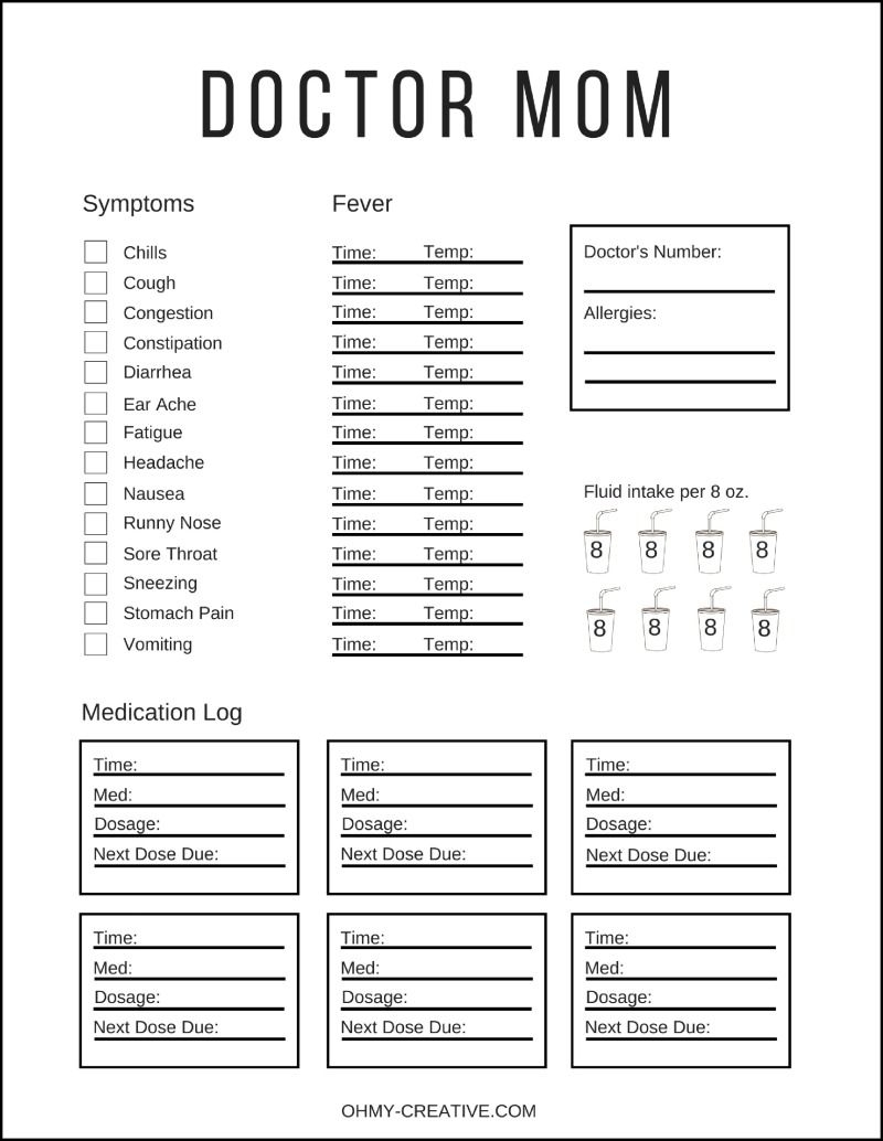 Illness Symptom Tracker Free Printable | Medical Symptoms for Free Printable Perpetual Medicine Calendar