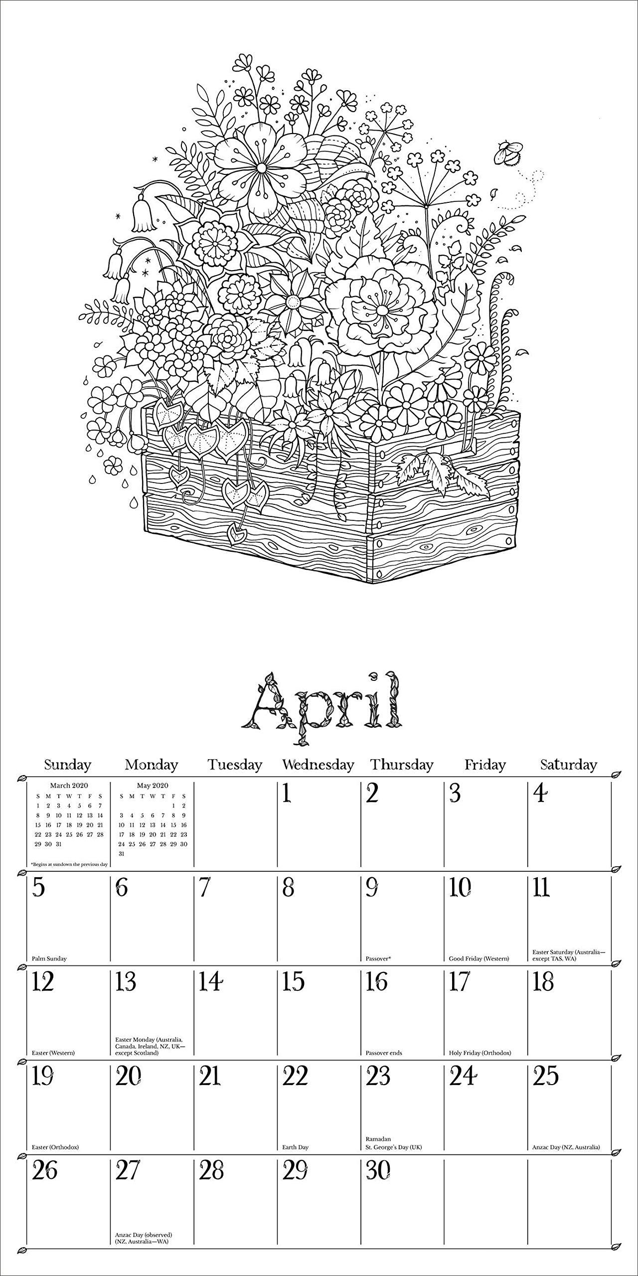 Johanna Basford 2020 Coloring Wall Calendar Calendar ¨c Wall in Adult Coloring 2020 Calendar Printable