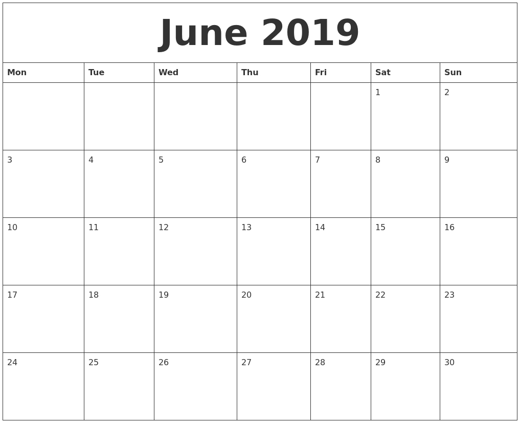 June 2019 Editable Calendar | June Calendar Printable intended for Editable Calendar July 2019-June 2020