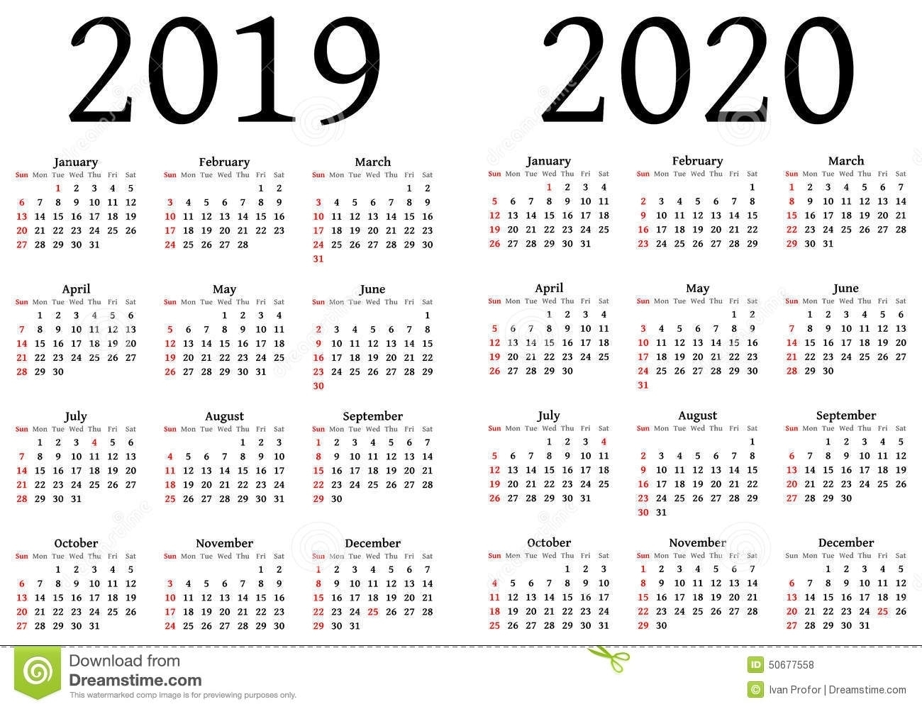 Large Calendar 2019/2020 - Calendar Inspiration Design in Yearly Calendar In One Page 2019-2020