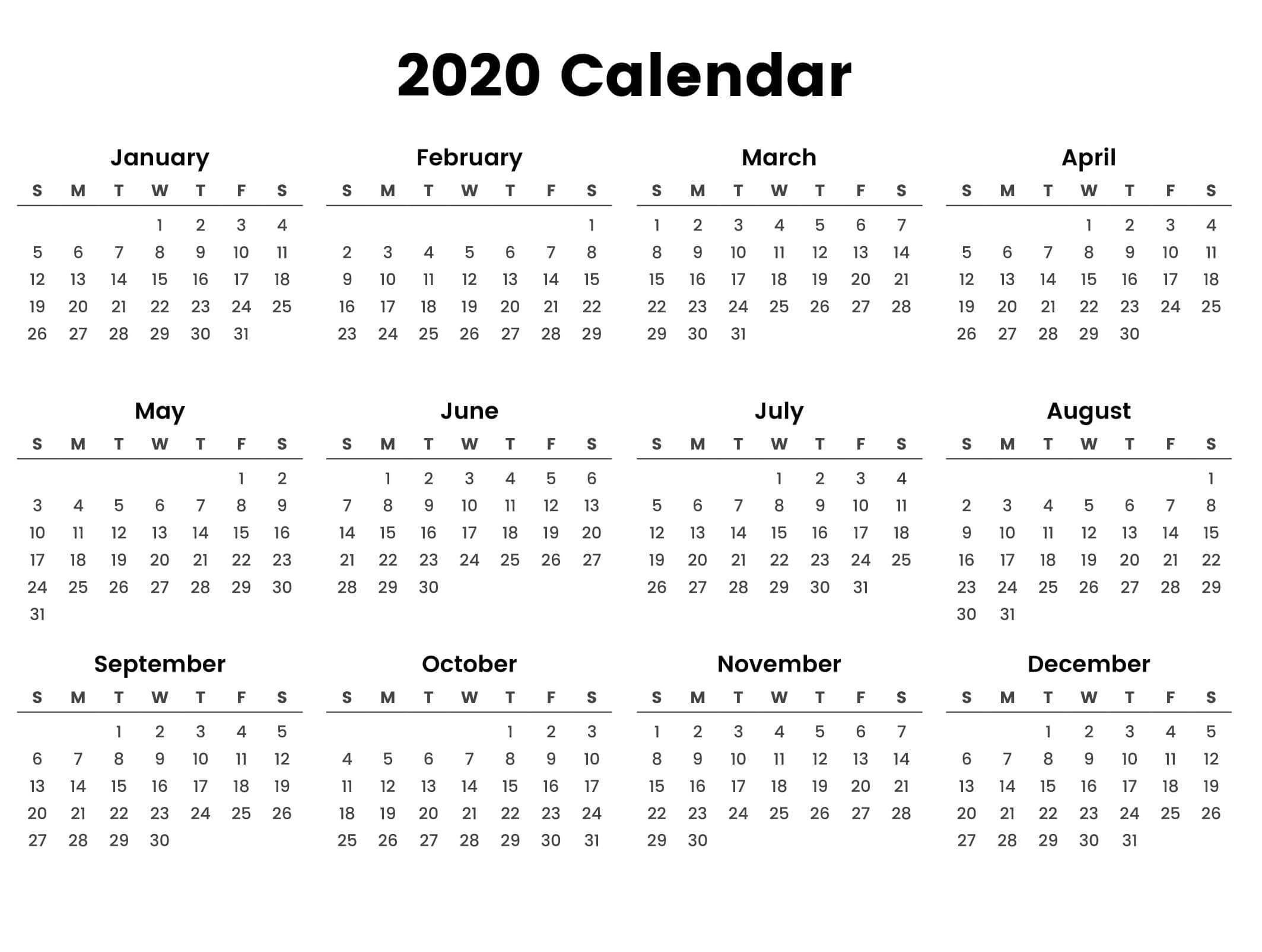 Large Yearly Calendar 2020 With Notes Pdf - Set Your Plan for Yearly Calendar At A Glance Free Printable