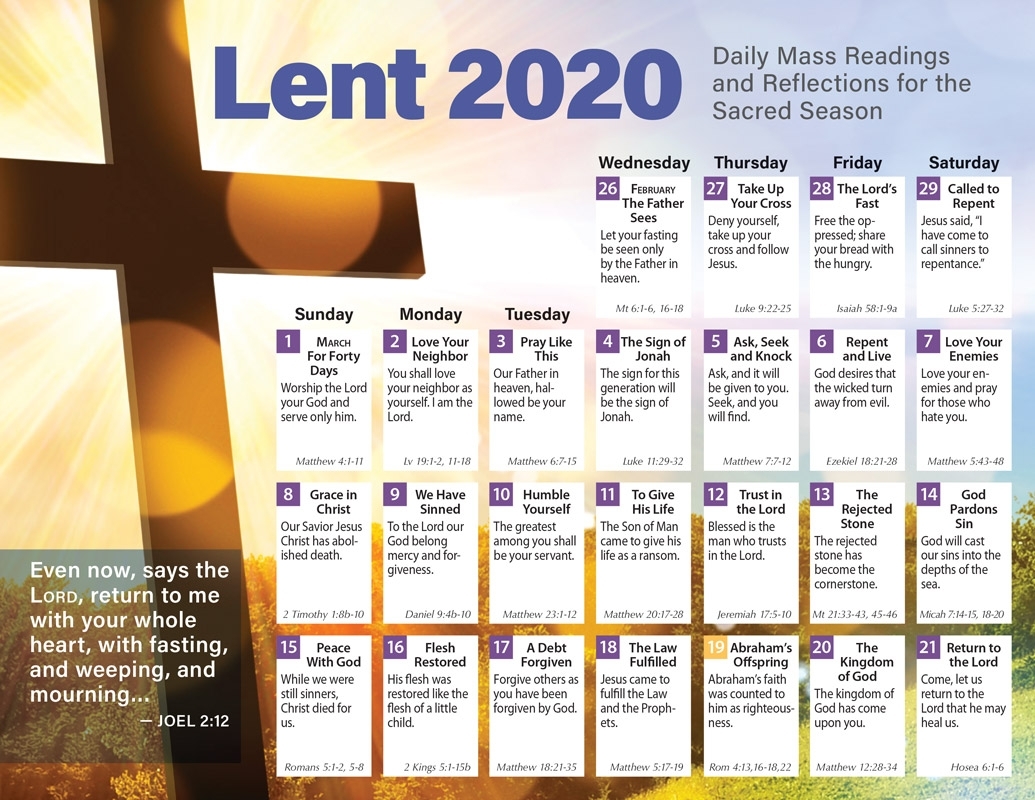 Lent 2020 Catholic Calendar Product/goods : Creative within 2020 Catholic Liturgical Calendar Activities