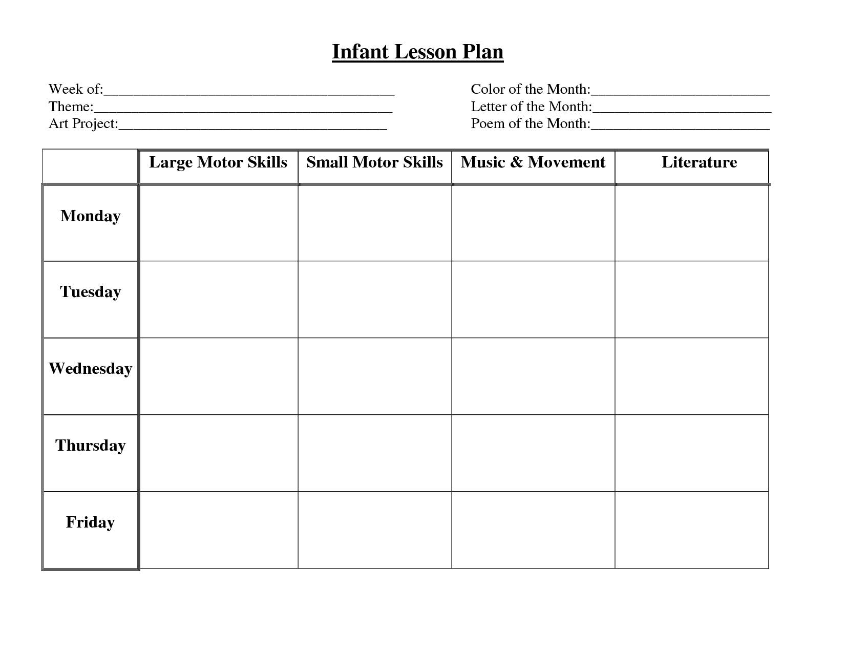 Lesson Plan Form Toddler Pictures To Pin On Pinterest with Monthly Lesson Plan Template 2019