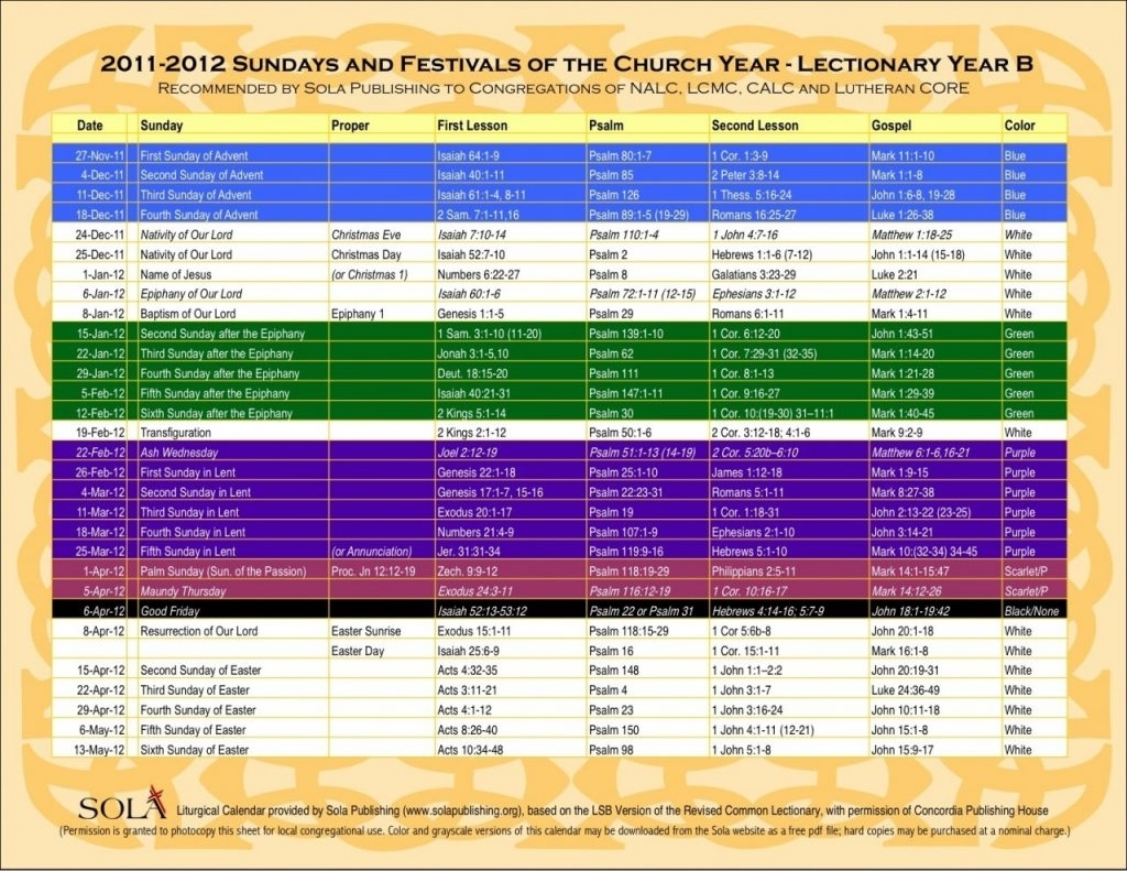 Liturgical Colors 2019 intended for Printable Ame Liturgical Color Calendar 2020